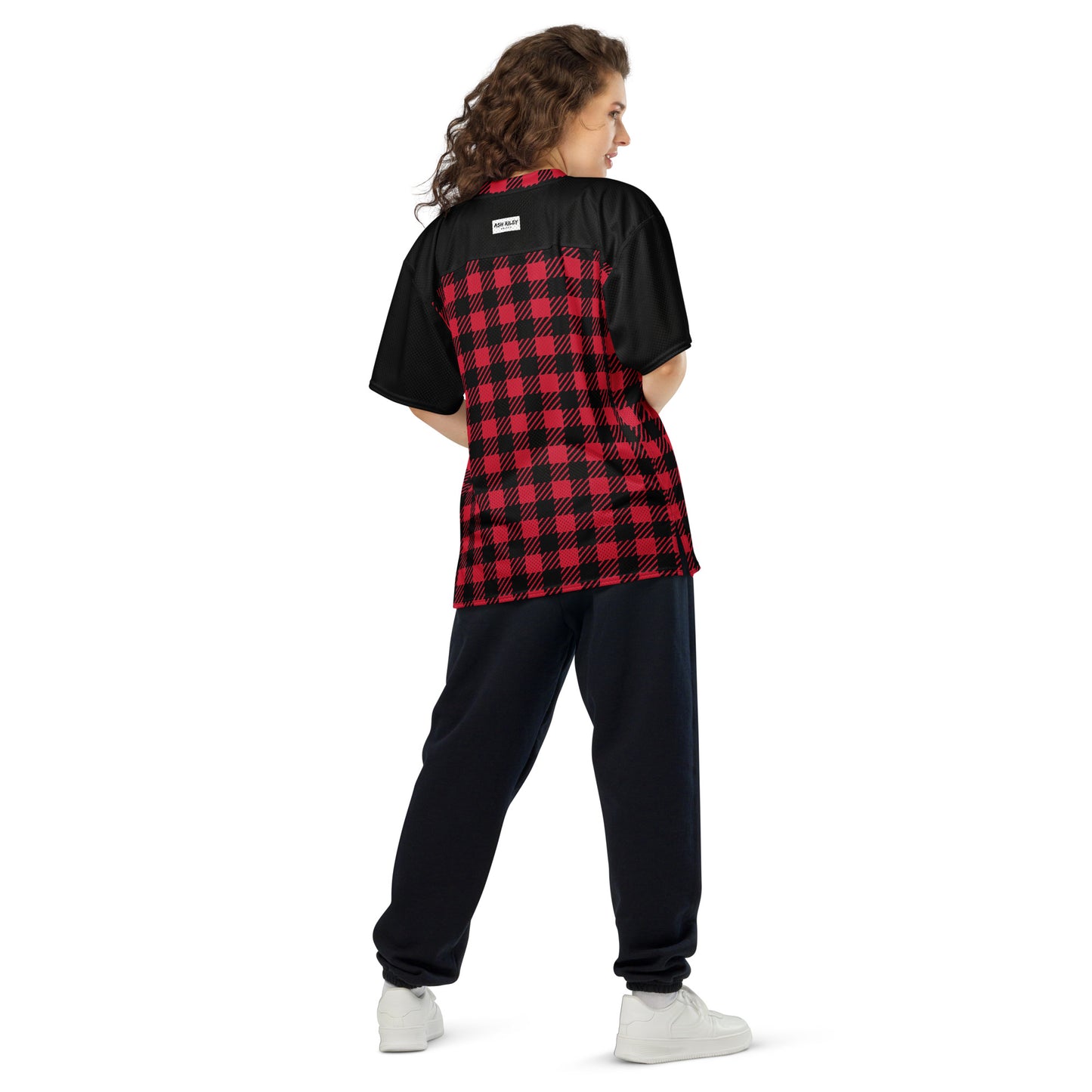 PLAID Red American football jersey - ASHRILEYPRINTS