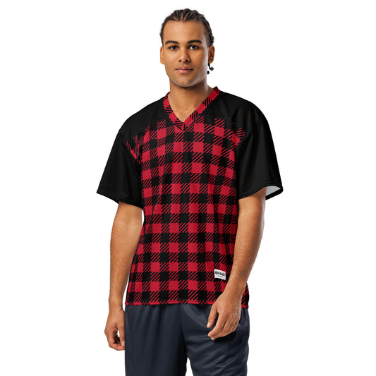 PLAID Red American football jersey - ASHRILEYPRINTS