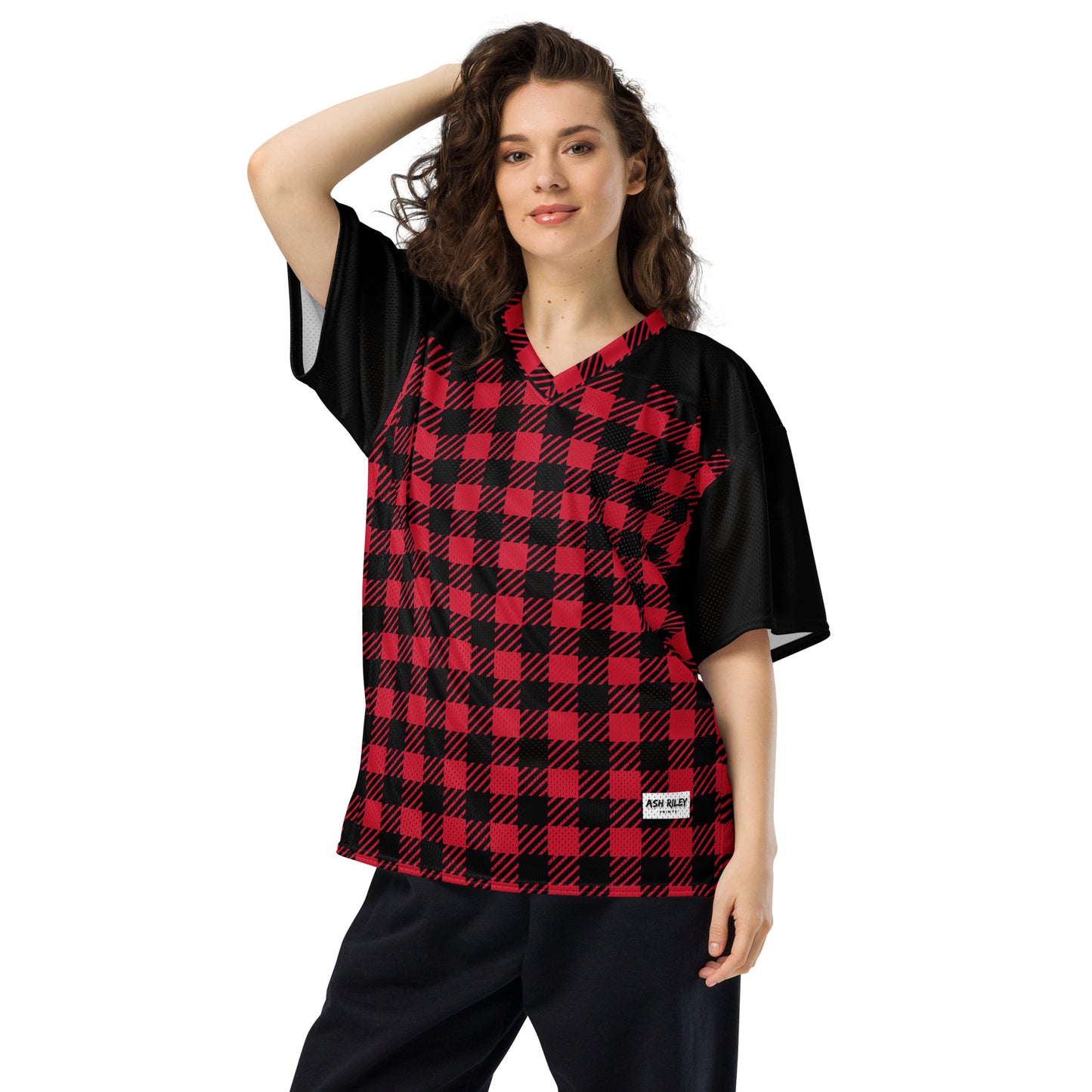 PLAID Red American football jersey - ASHRILEYPRINTS