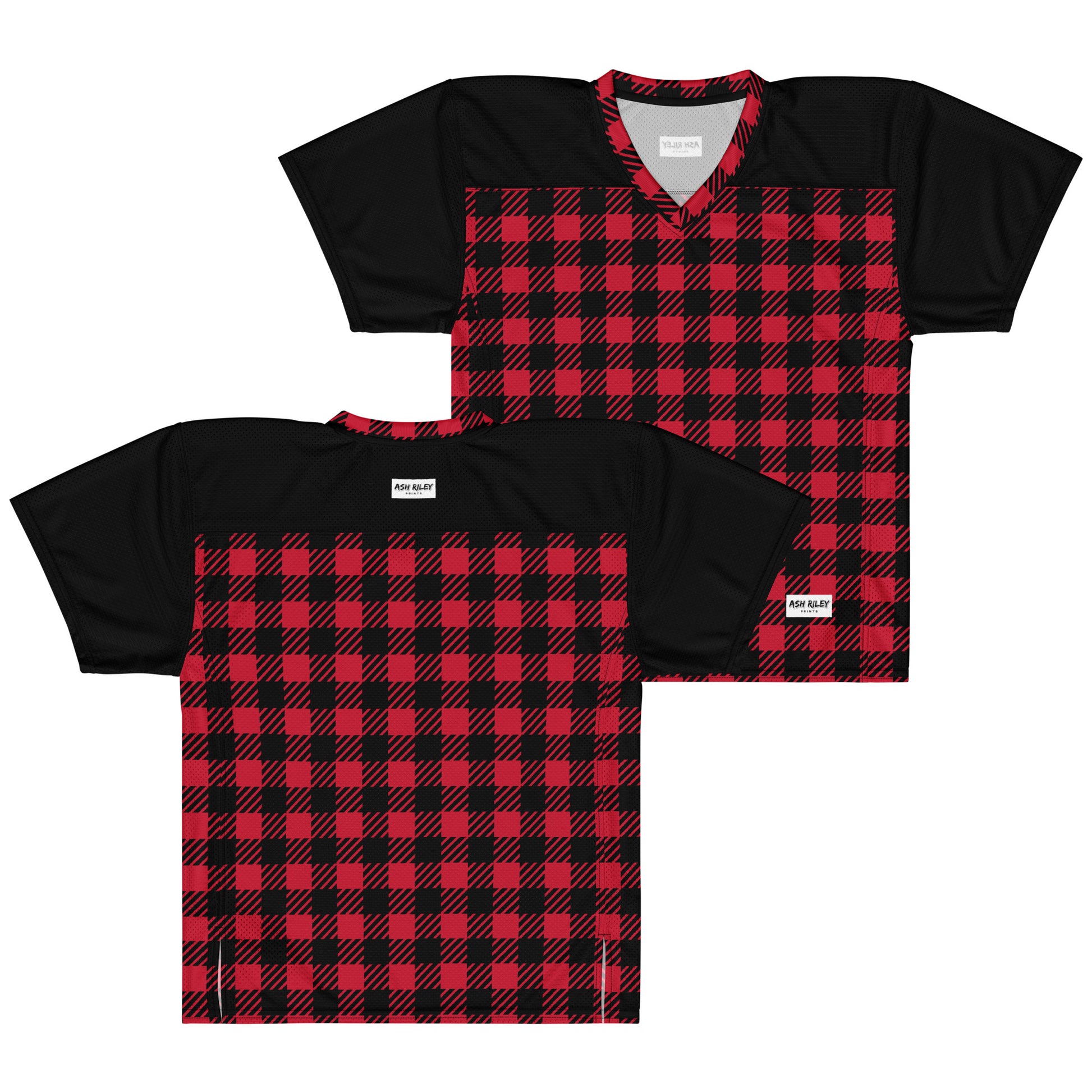 PLAID Red American football jersey - ASHRILEYPRINTS