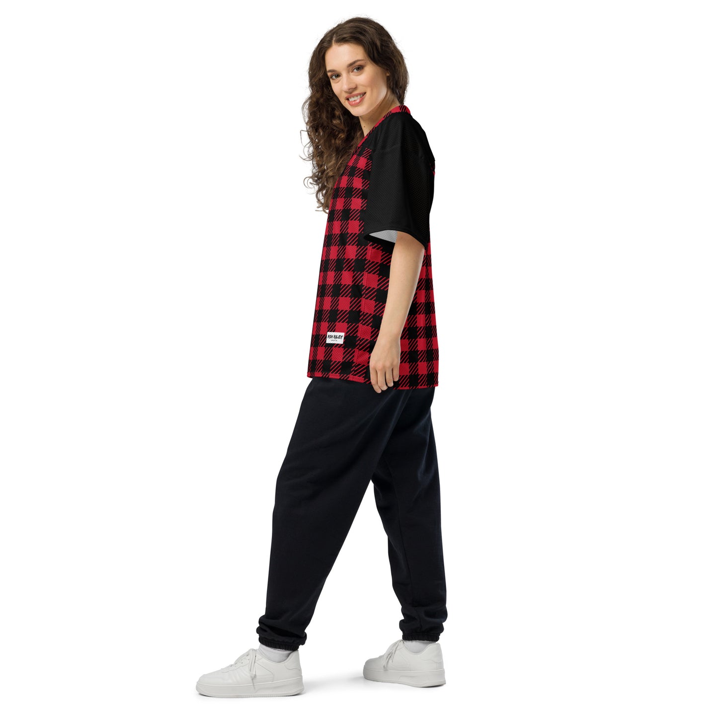 PLAID Red American football jersey - ASHRILEYPRINTS