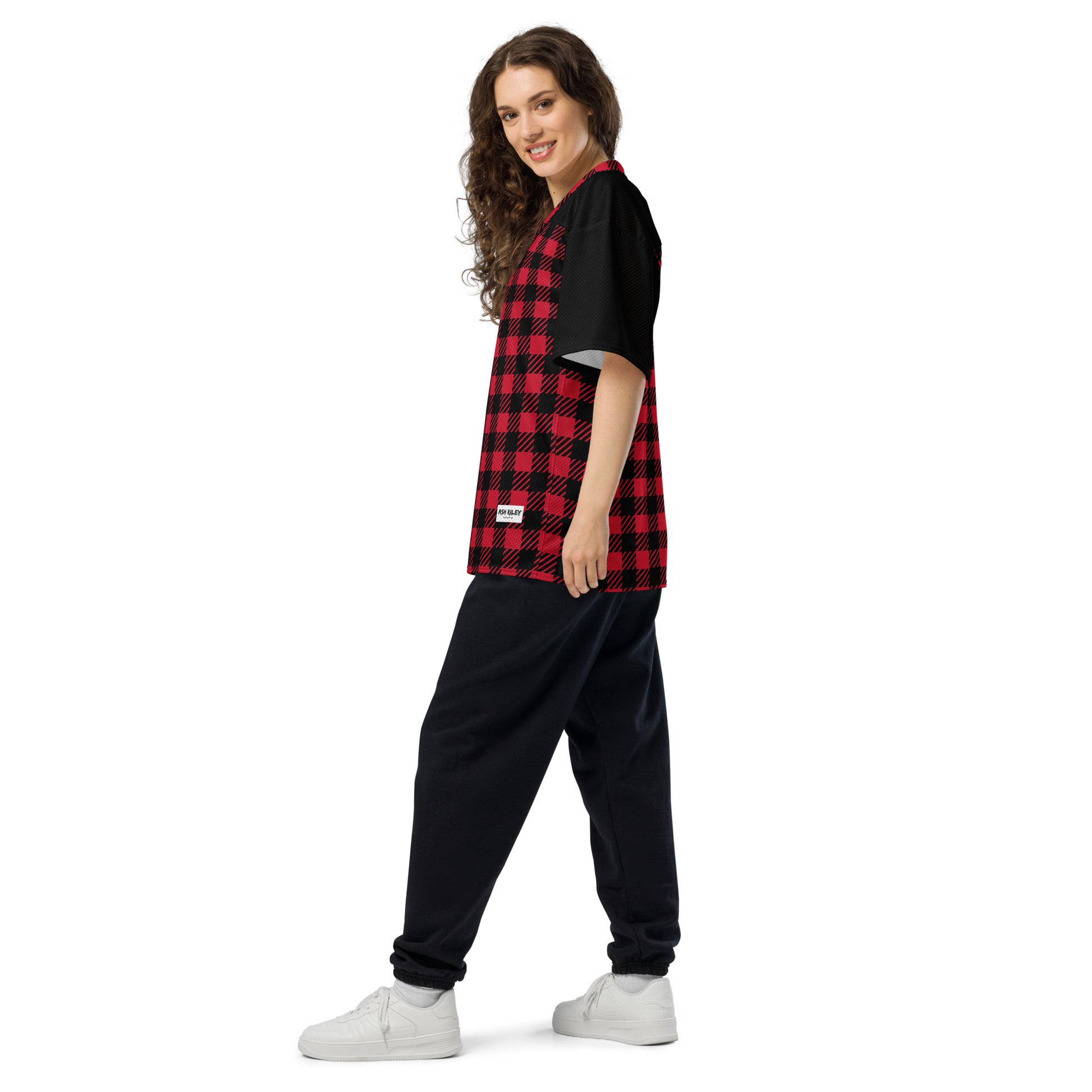 PLAID Red American football jersey - ASHRILEYPRINTS
