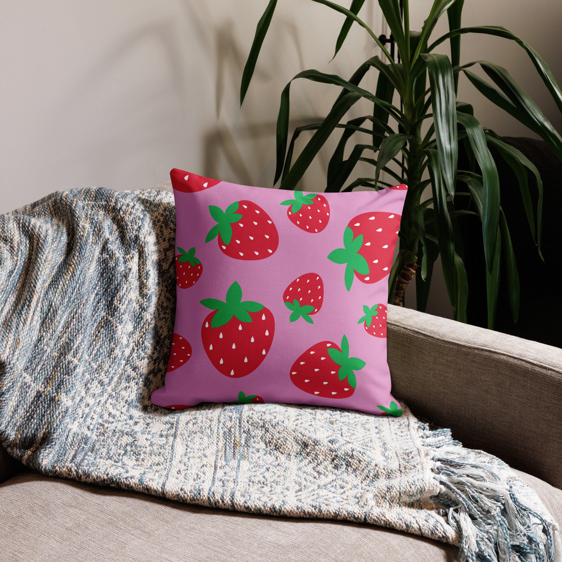 STRAWBERRY Pink Premium Pillow - ASHRILEYPRINTS