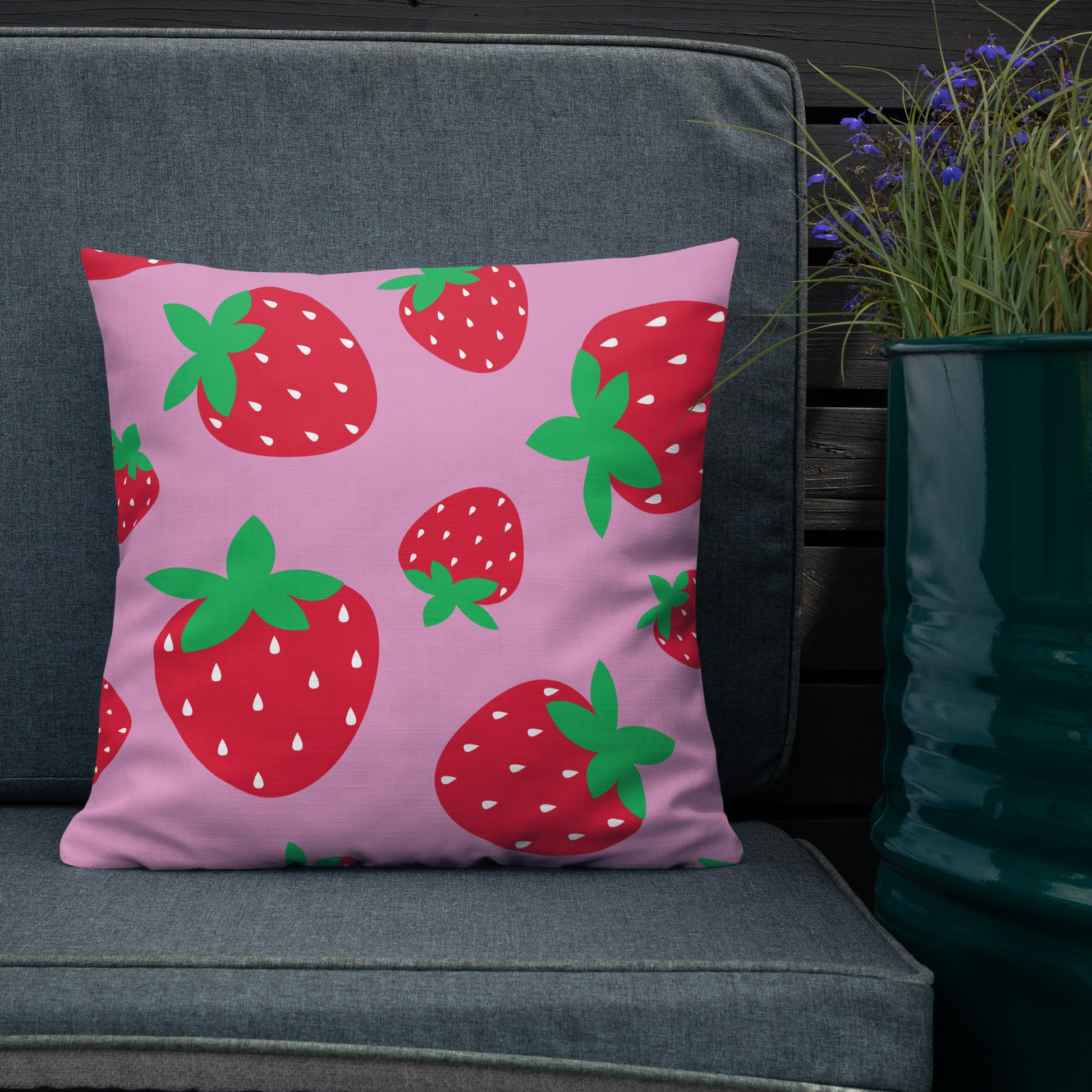 STRAWBERRY Pink Premium Pillow - ASHRILEYPRINTS