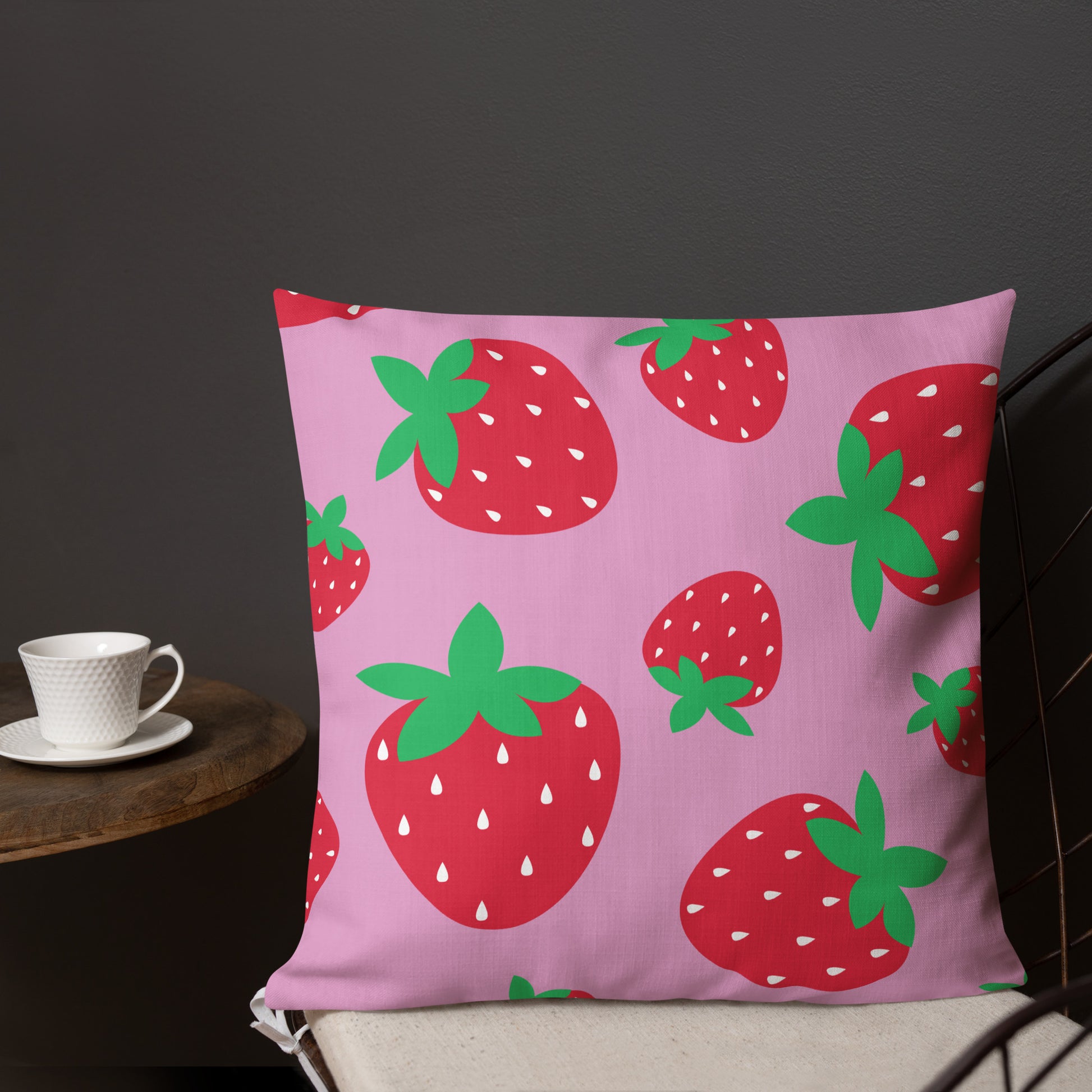 STRAWBERRY Pink Premium Pillow - ASHRILEYPRINTS