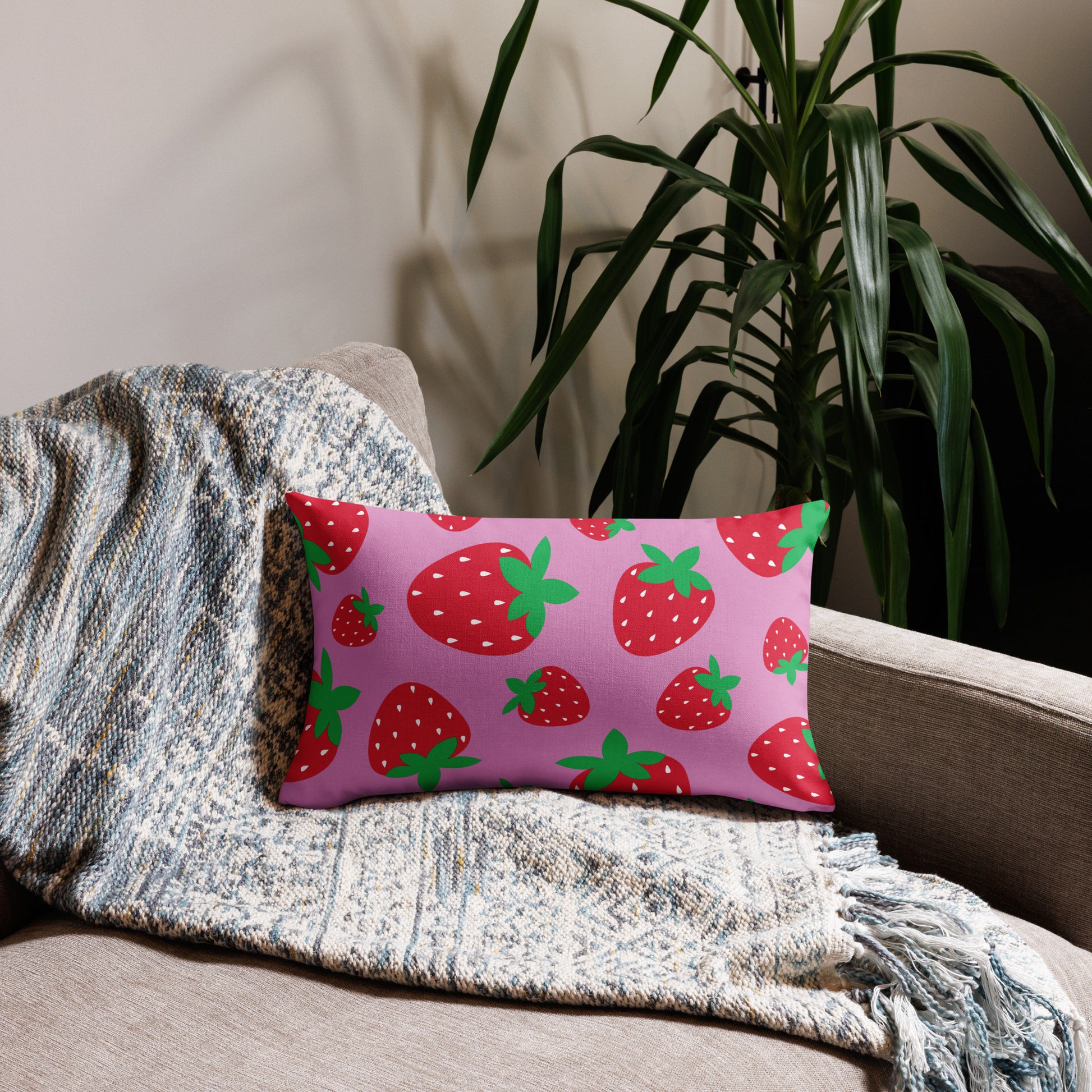 STRAWBERRY Pink Premium Pillow - ASHRILEYPRINTS