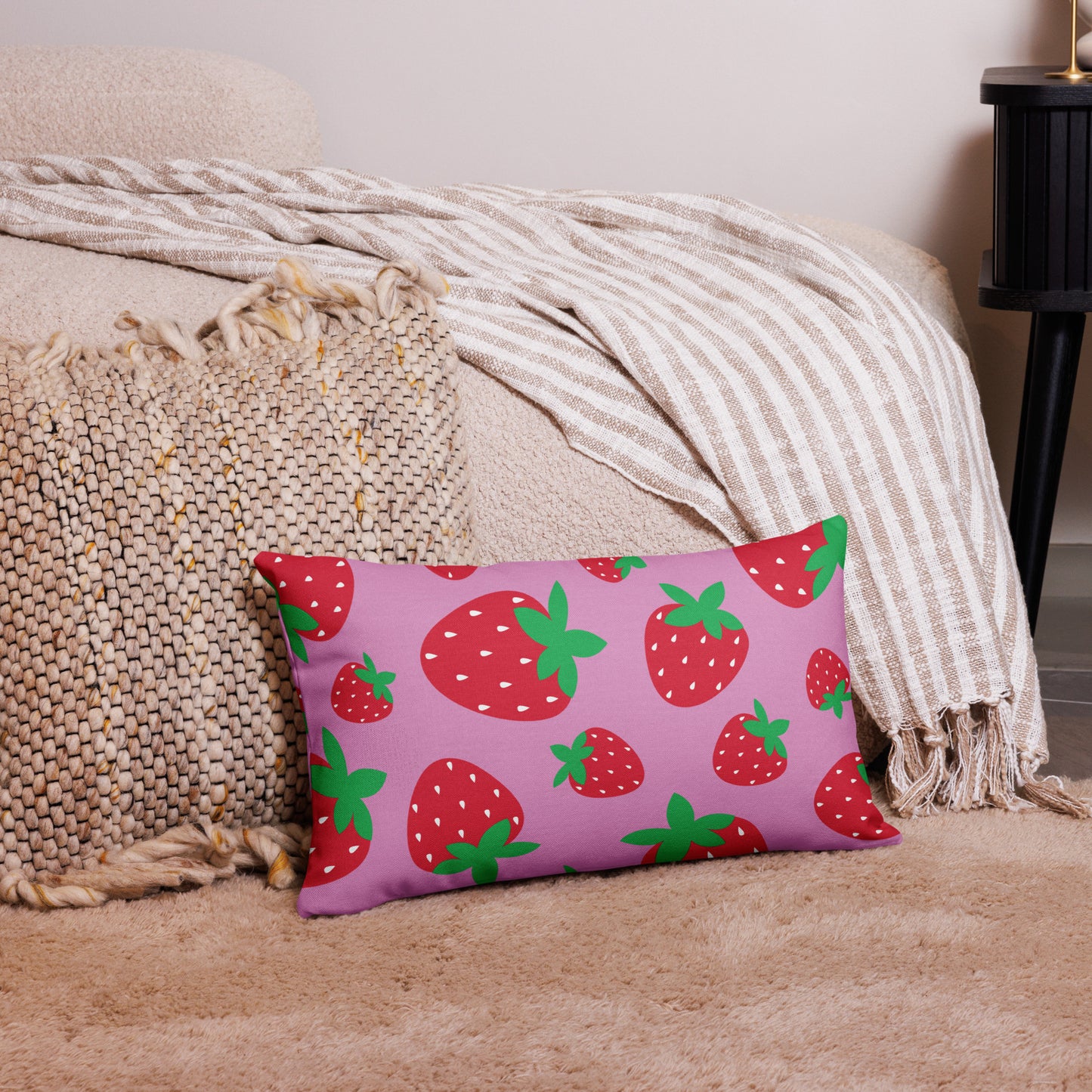 STRAWBERRY Pink Premium Pillow - ASHRILEYPRINTS