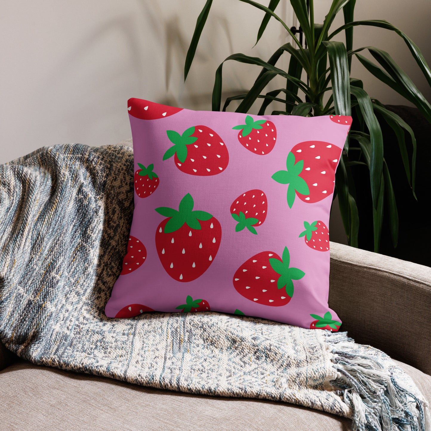 STRAWBERRY Pink Premium Pillow - ASHRILEYPRINTS