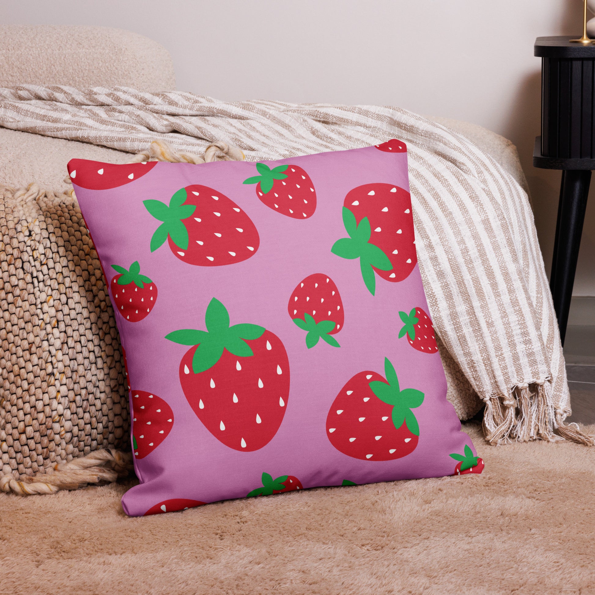 STRAWBERRY Pink Premium Pillow - ASHRILEYPRINTS