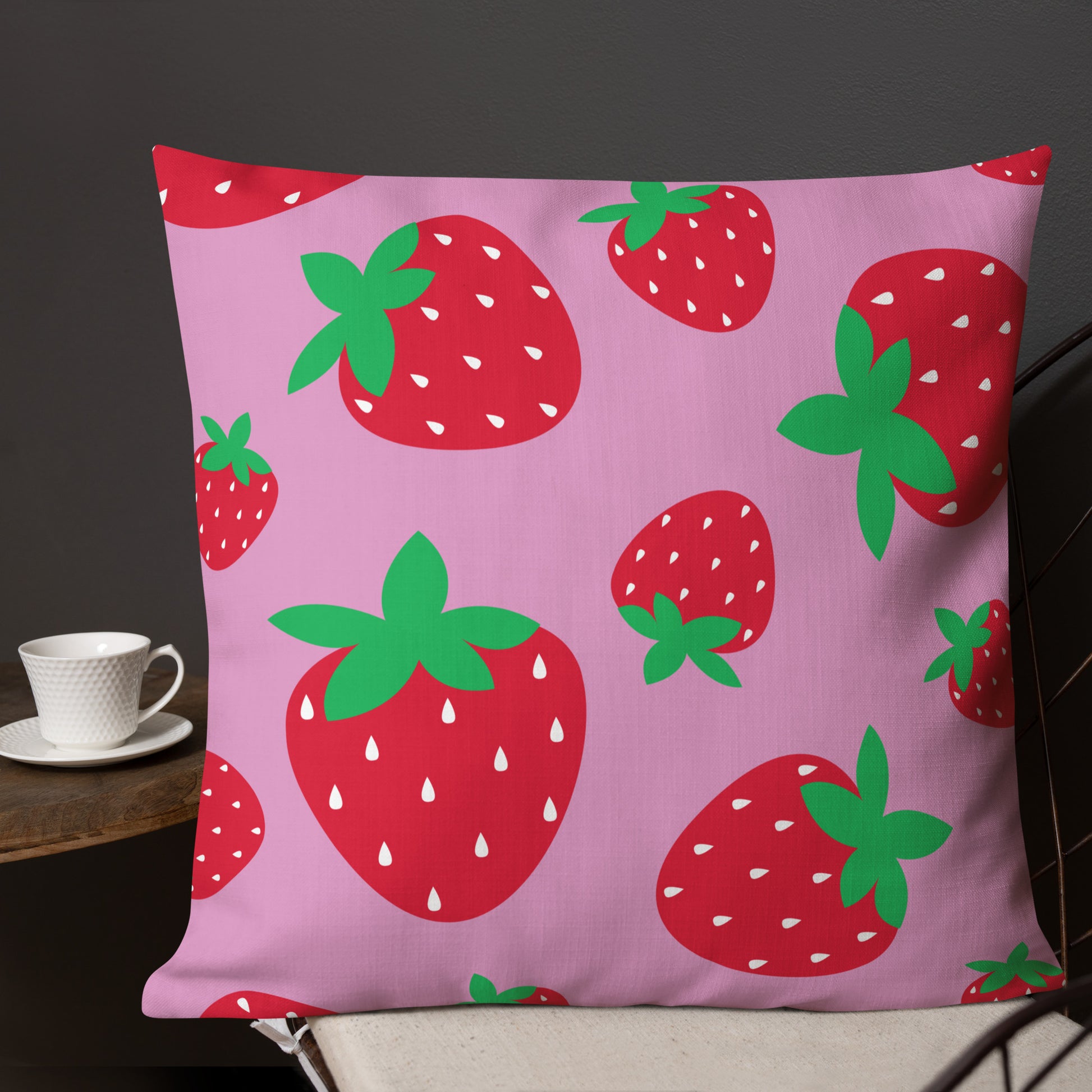 STRAWBERRY Pink Premium Pillow - ASHRILEYPRINTS