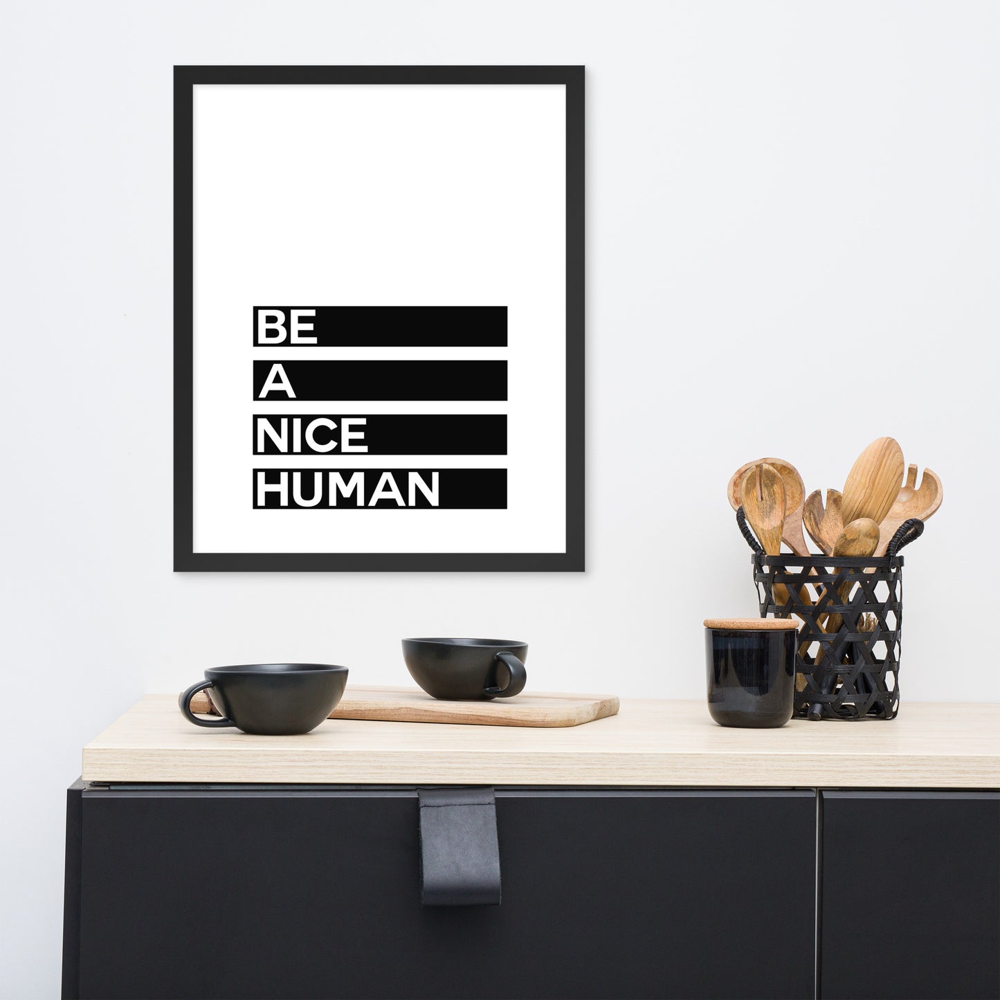 BE A NICE HUMAN Framed poster - ASHRILEYPRINTS