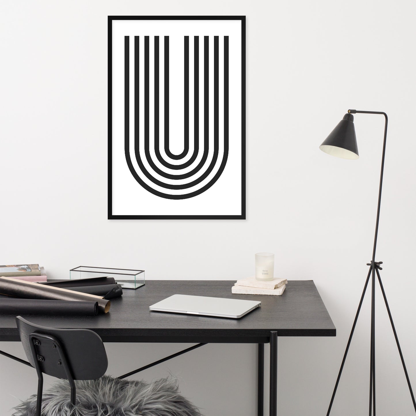 GEOMETRIC U LINES Framed poster - ASHRILEYPRINTS
