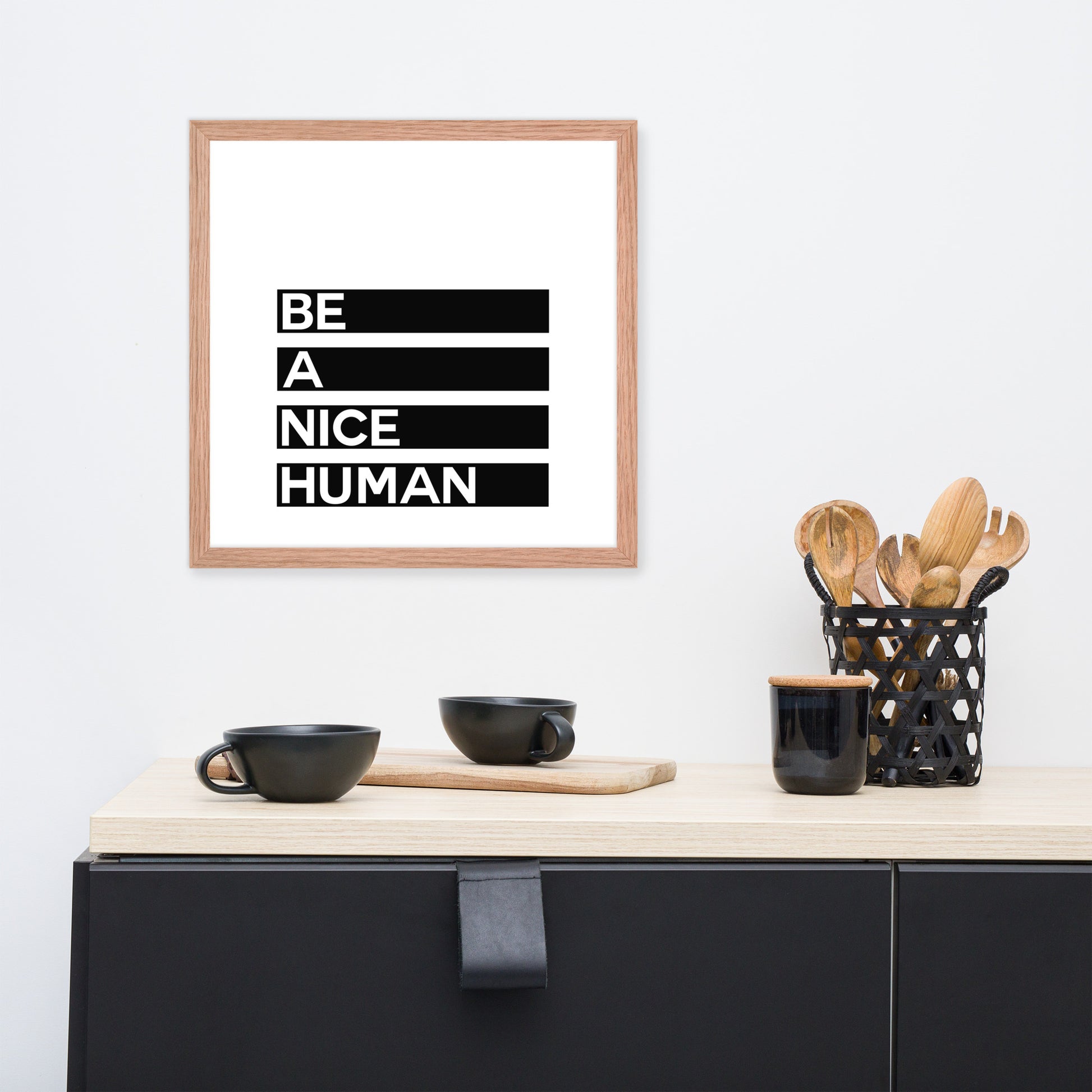 BE A NICE HUMAN Framed poster - ASHRILEYPRINTS