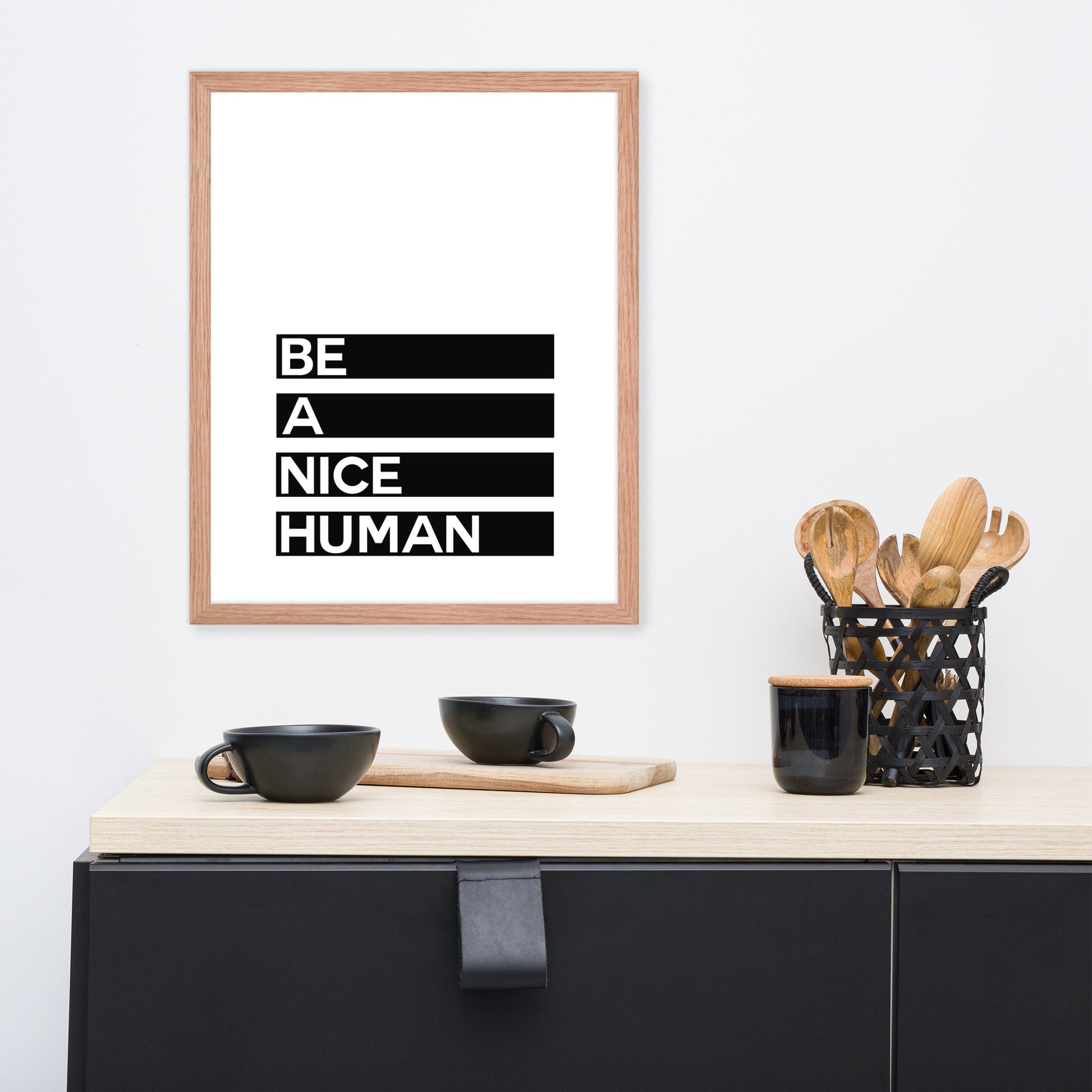 BE A NICE HUMAN Framed poster - ASHRILEYPRINTS