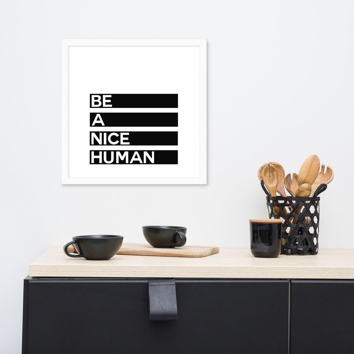 BE A NICE HUMAN Framed poster - ASHRILEYPRINTS