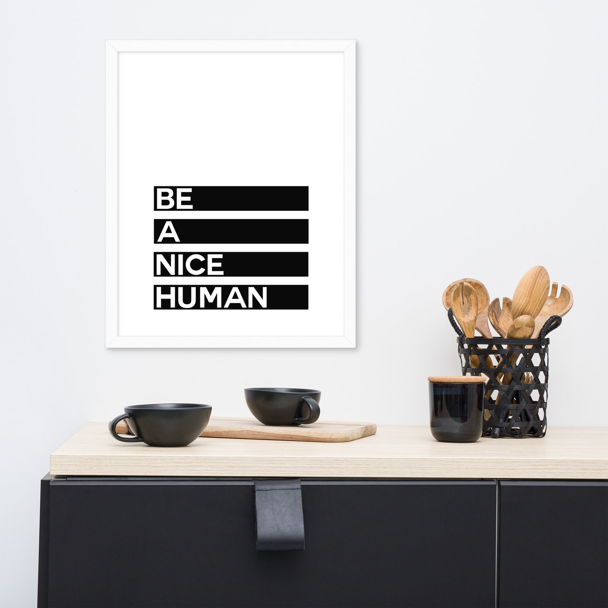 BE A NICE HUMAN Framed poster - ASHRILEYPRINTS