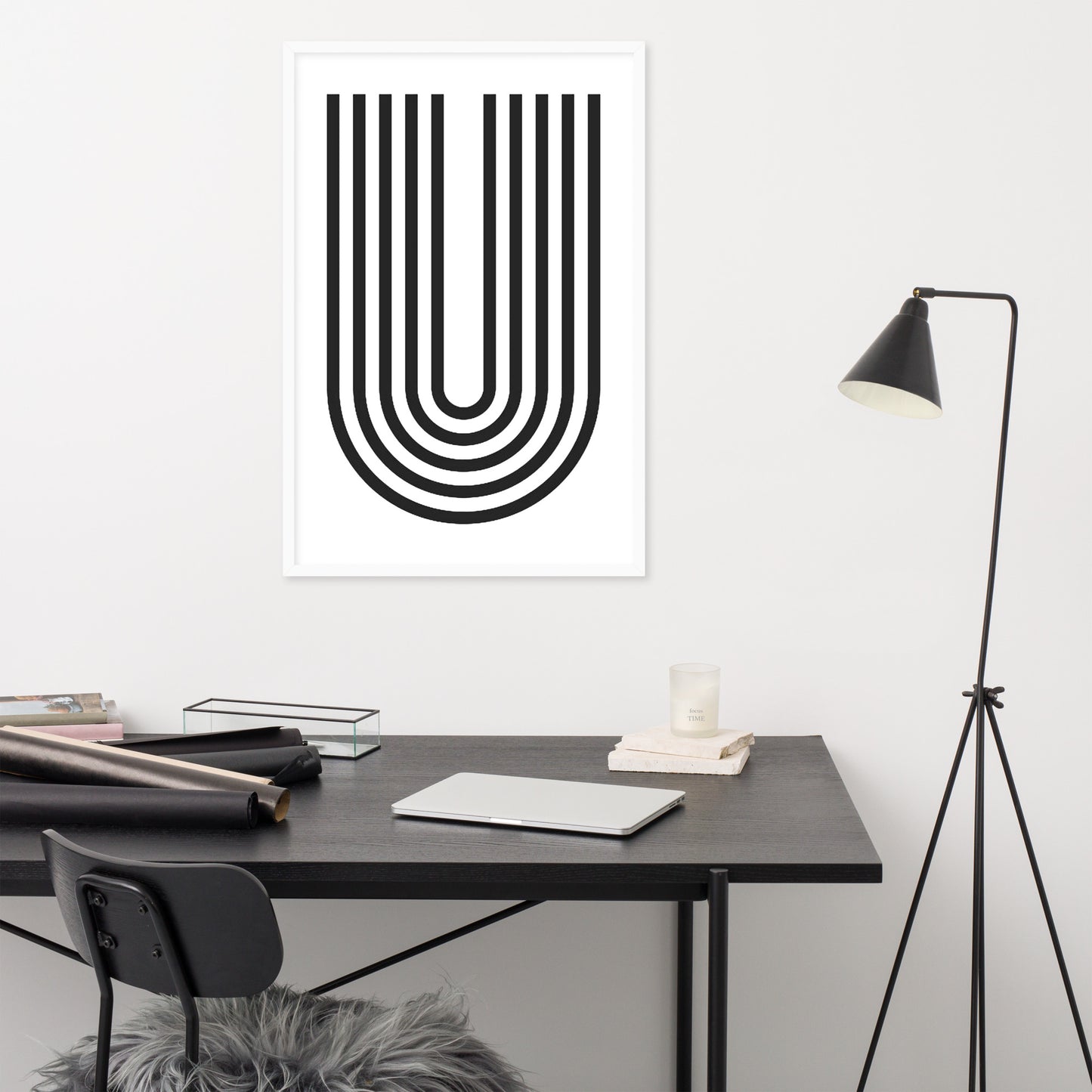 GEOMETRIC U LINES Framed poster - ASHRILEYPRINTS