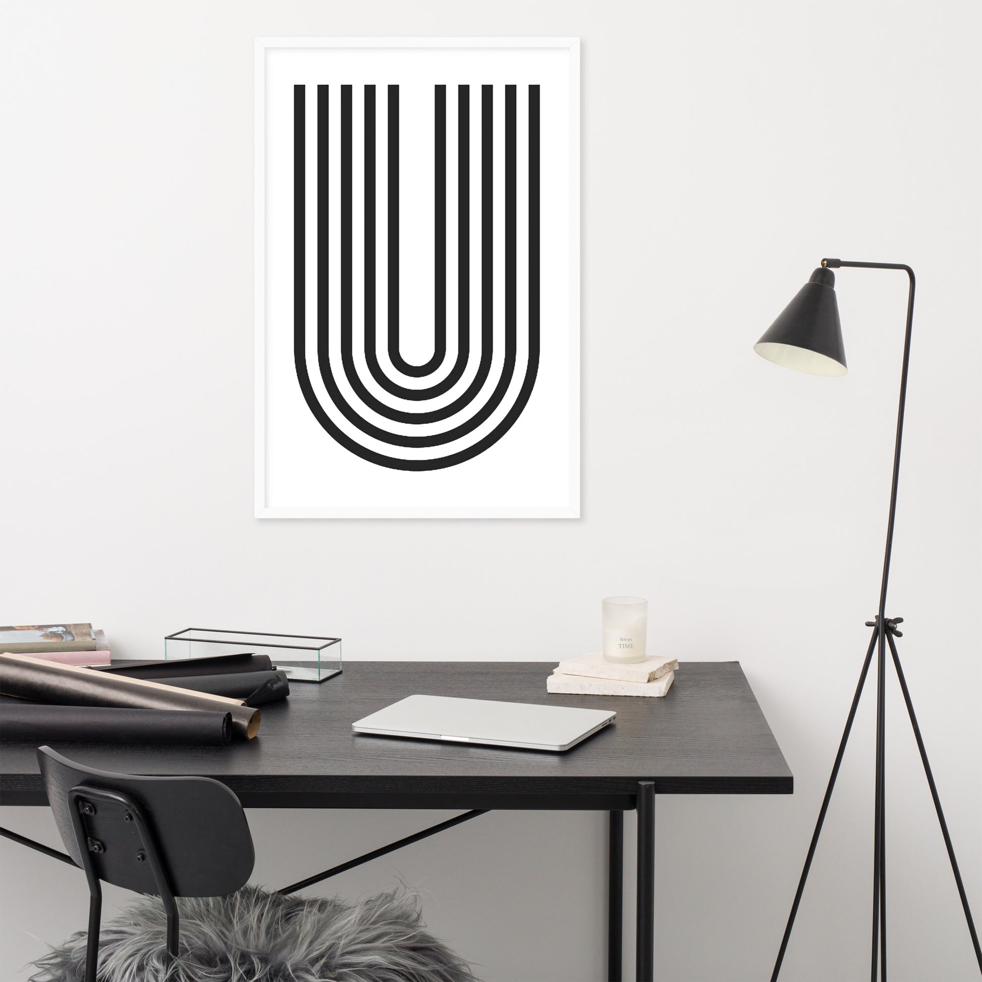 GEOMETRIC U LINES Framed poster - ASHRILEYPRINTS