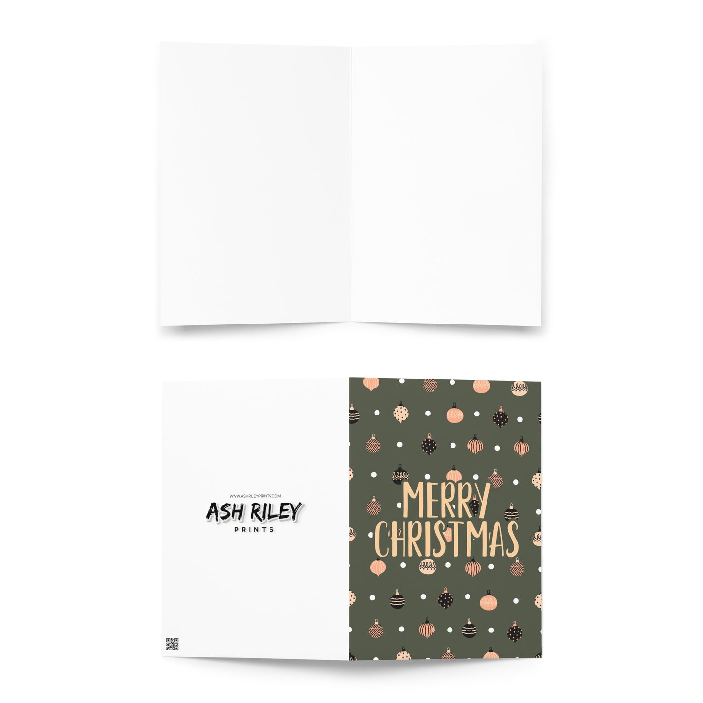 MERRY CHRISTMAS Baubles Greeting card - ASHRILEYPRINTS