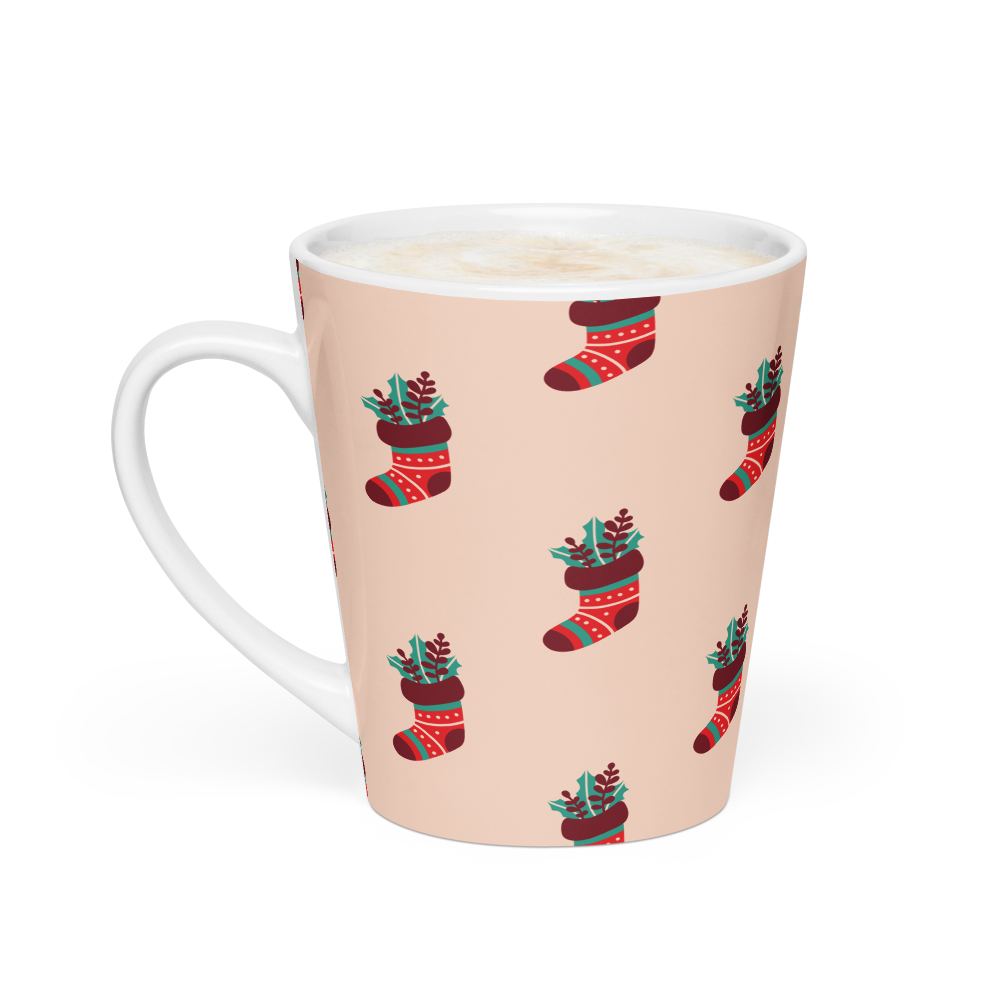 CHRISTMAS STOCKING Latte mug - ASHRILEYPRINTS