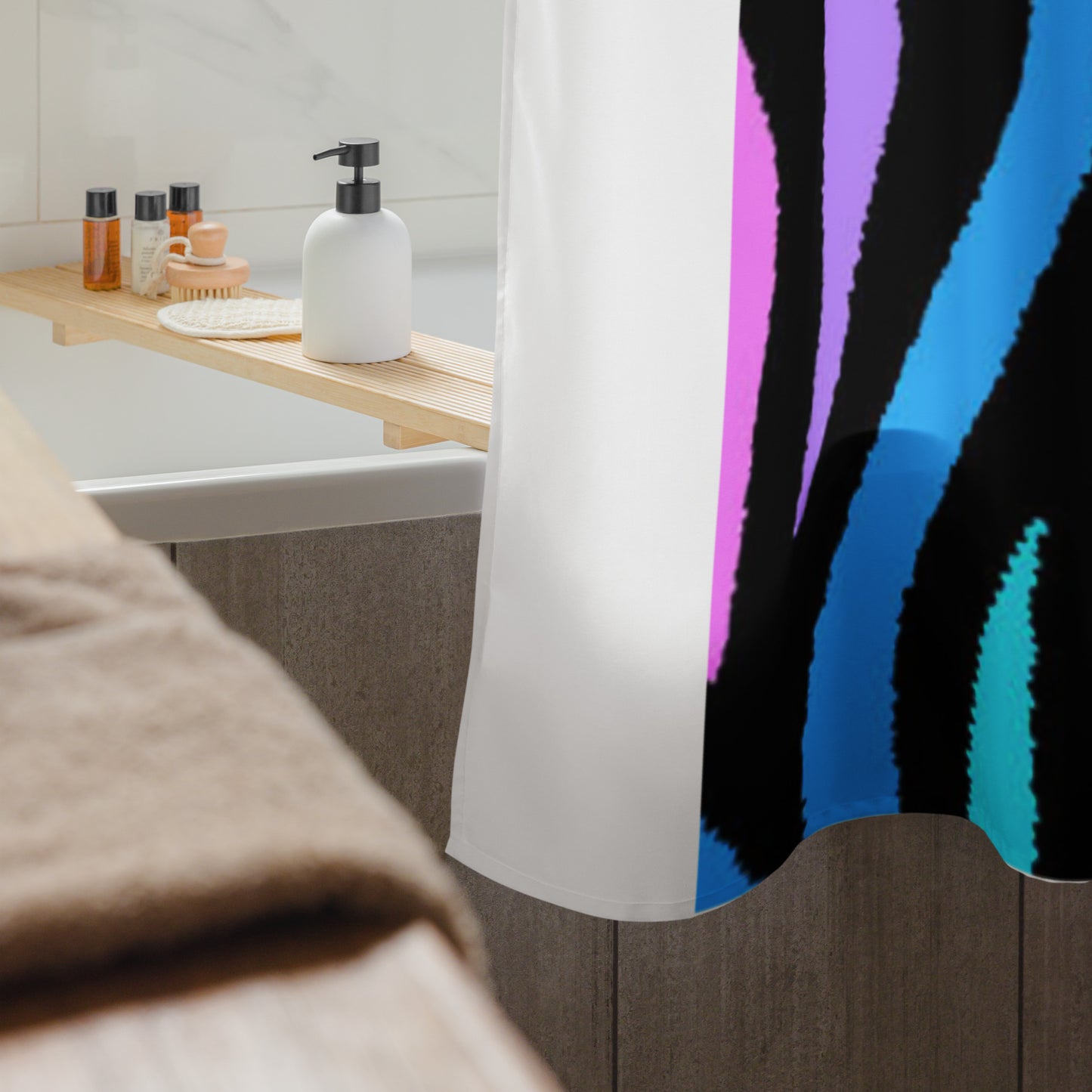RAINBOW ZEBRA Shower curtain - ASHRILEYPRINTS