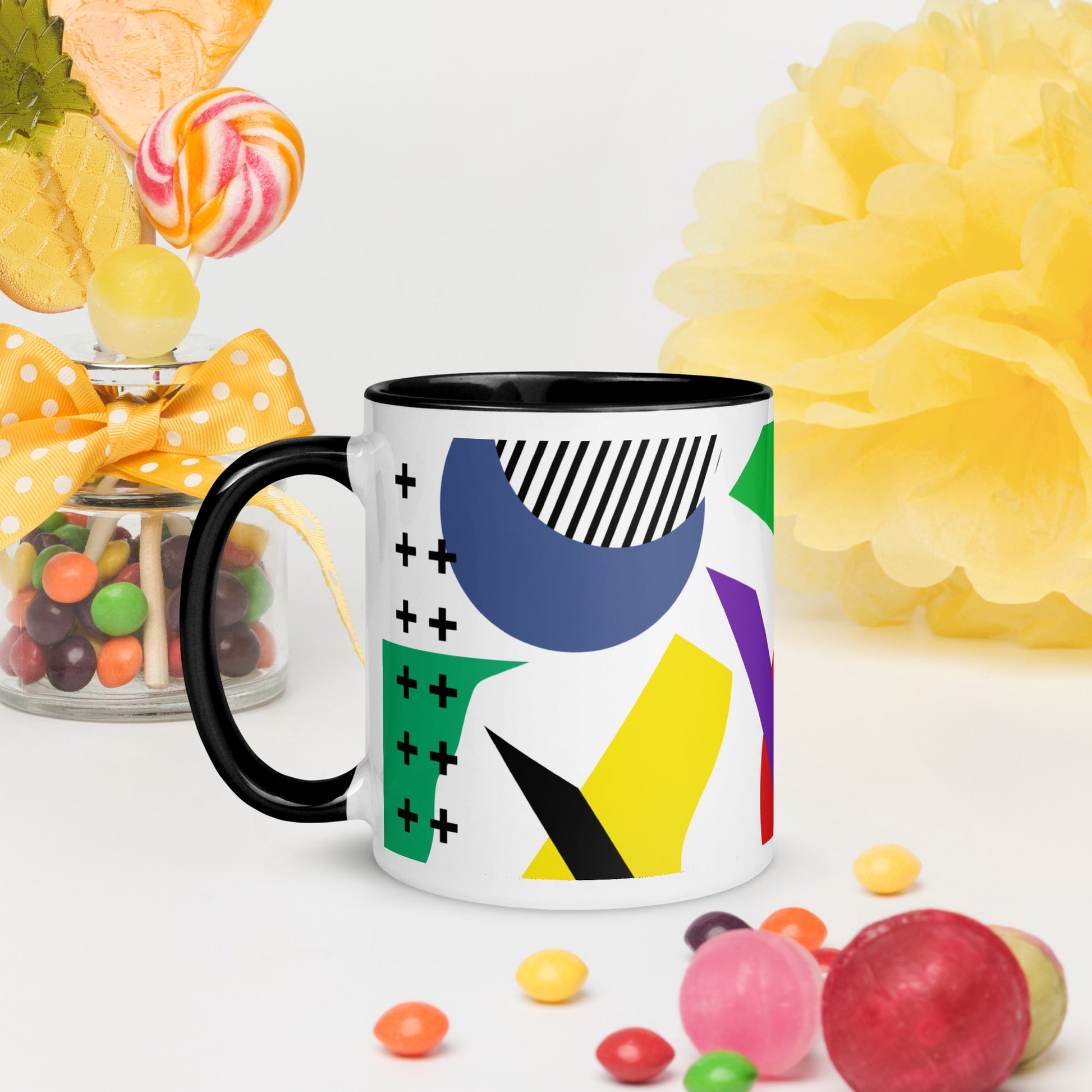 ABSTRACT SHAPES Mug with Color Inside - ASHRILEYPRINTS