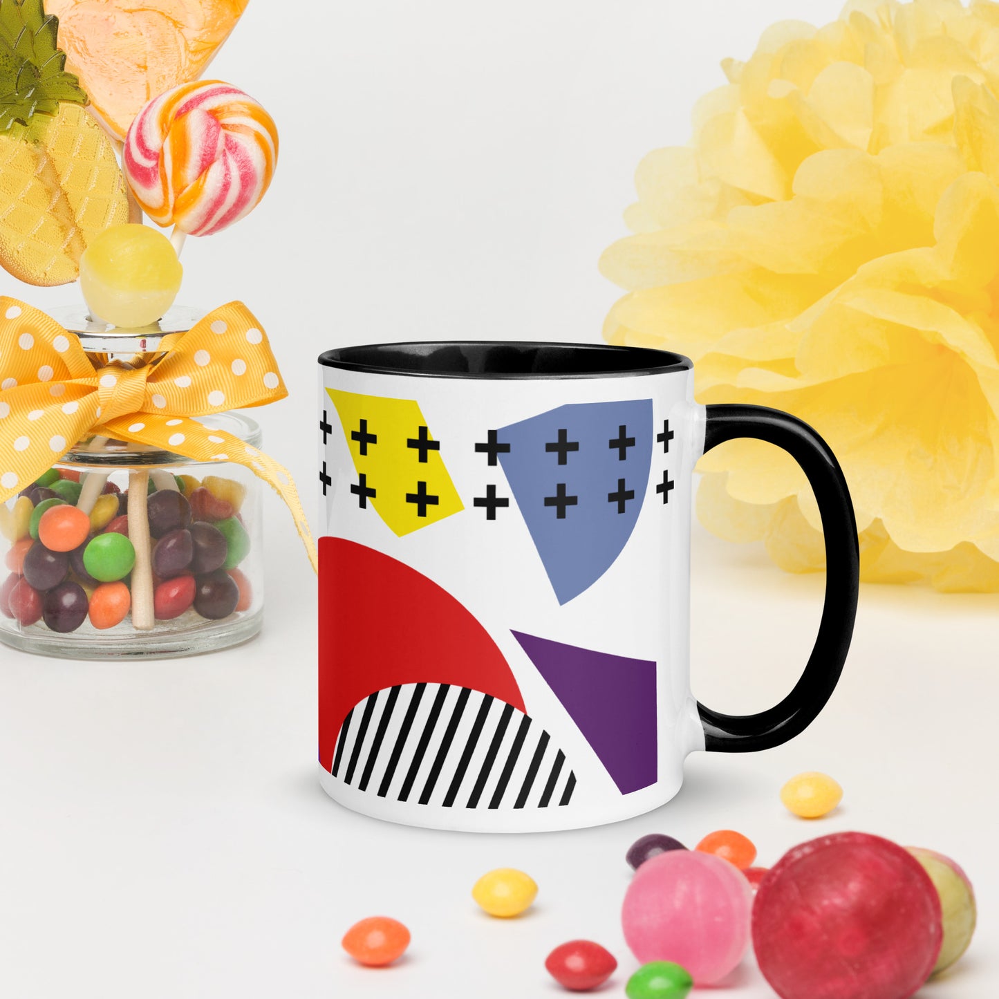 ABSTRACT SHAPES Mug with Color Inside - ASHRILEYPRINTS
