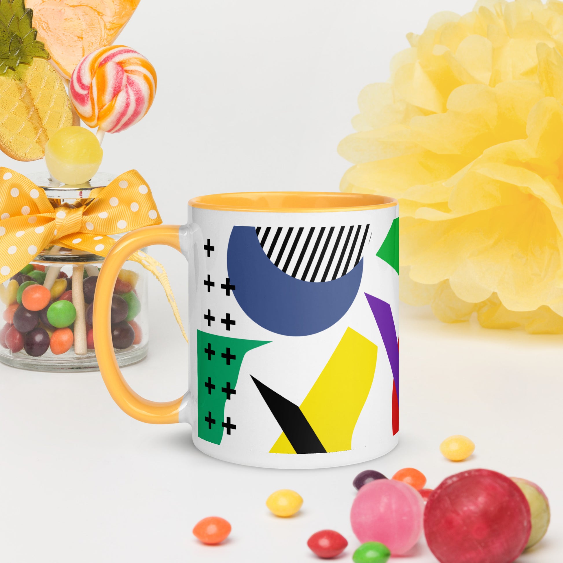 ABSTRACT SHAPES Mug with Color Inside - ASHRILEYPRINTS