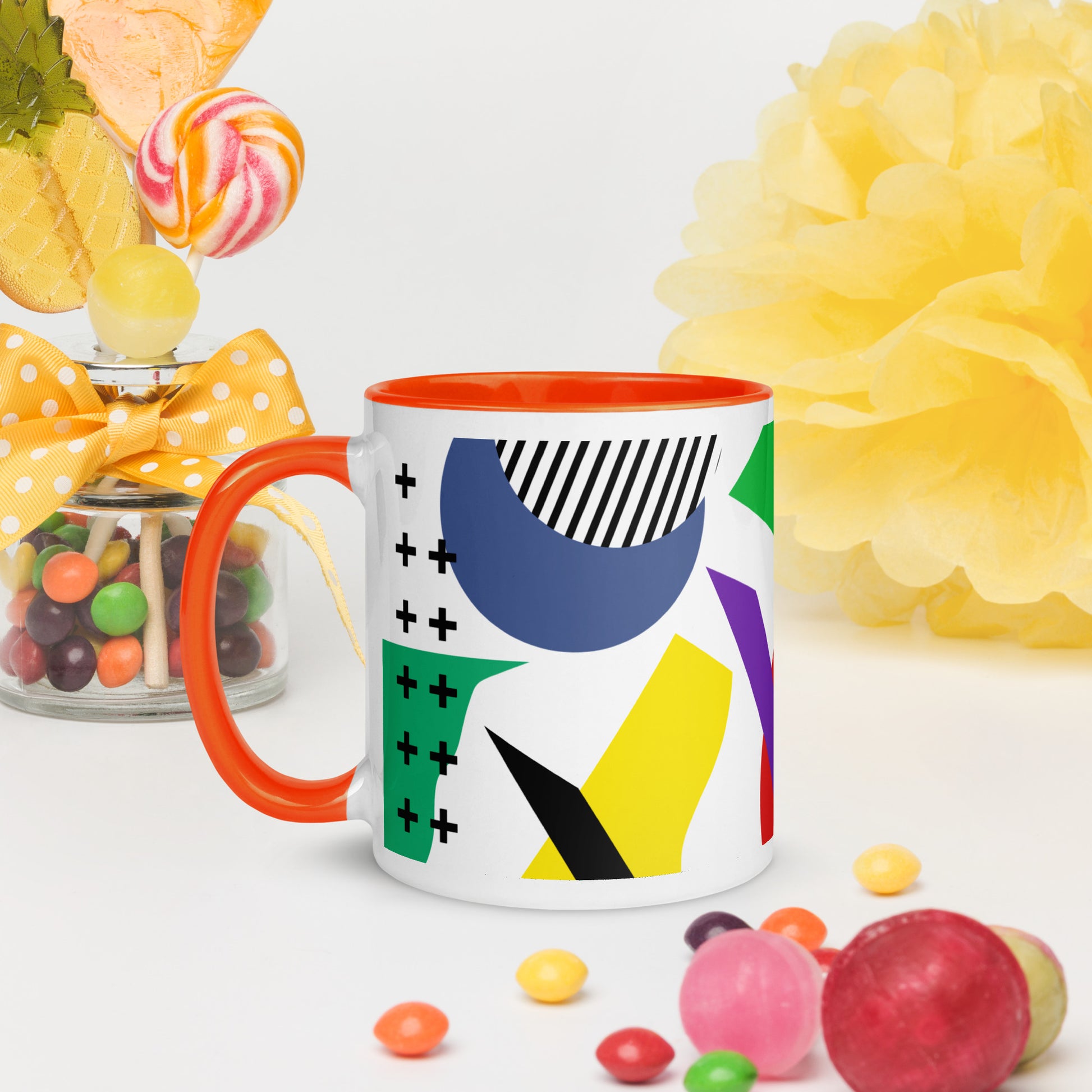 ABSTRACT SHAPES Mug with Color Inside - ASHRILEYPRINTS