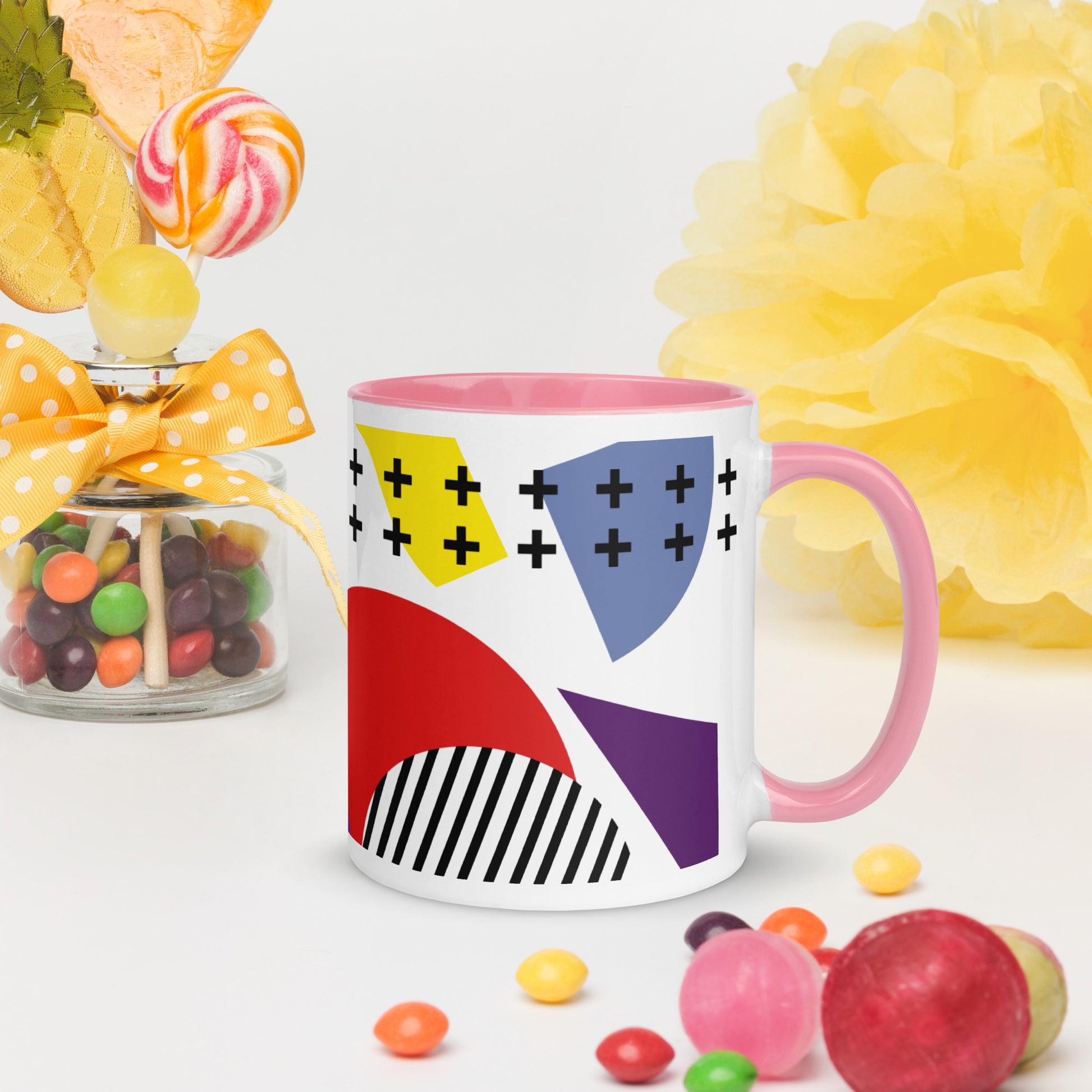 ABSTRACT SHAPES Mug with Color Inside - ASHRILEYPRINTS