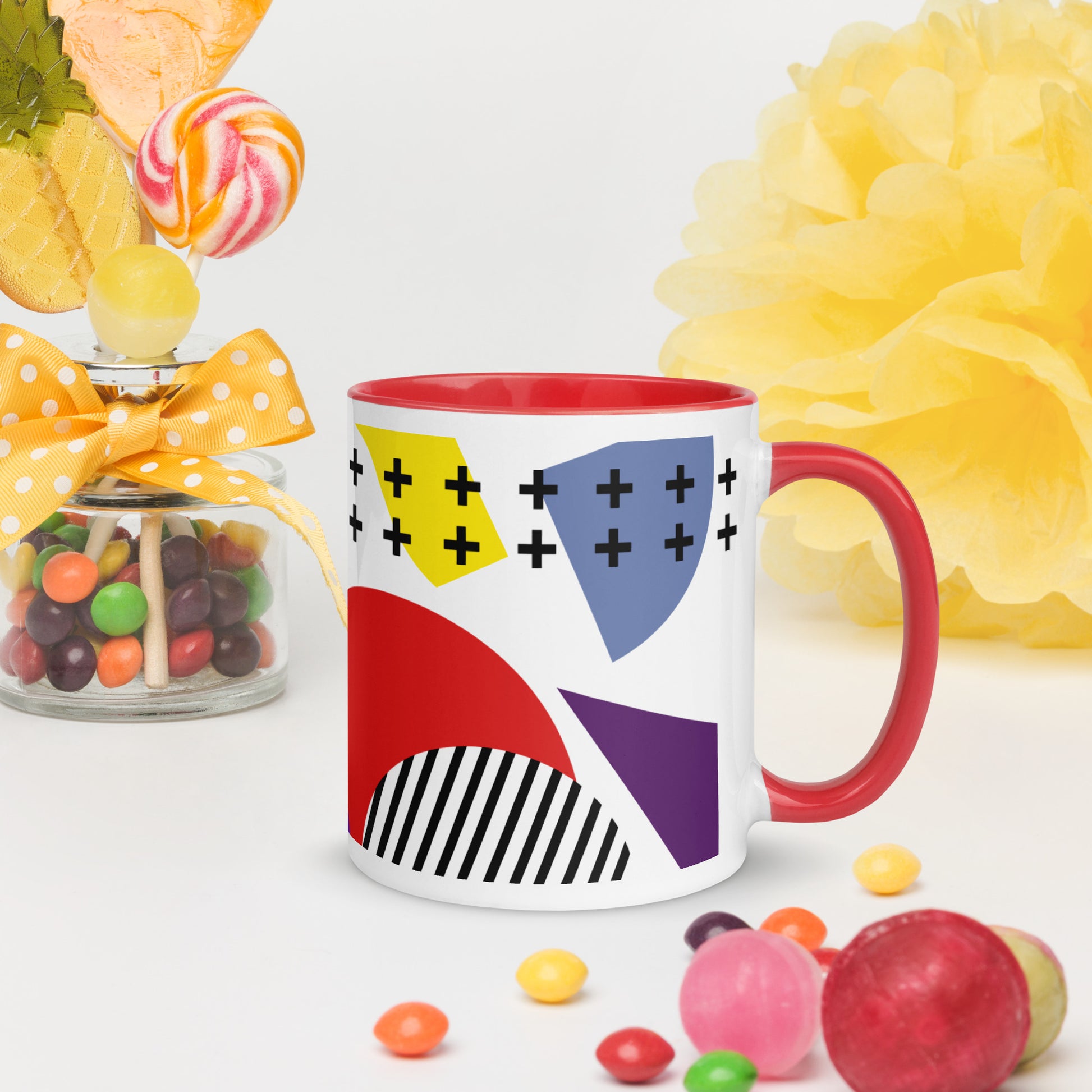 ABSTRACT SHAPES Mug with Color Inside - ASHRILEYPRINTS