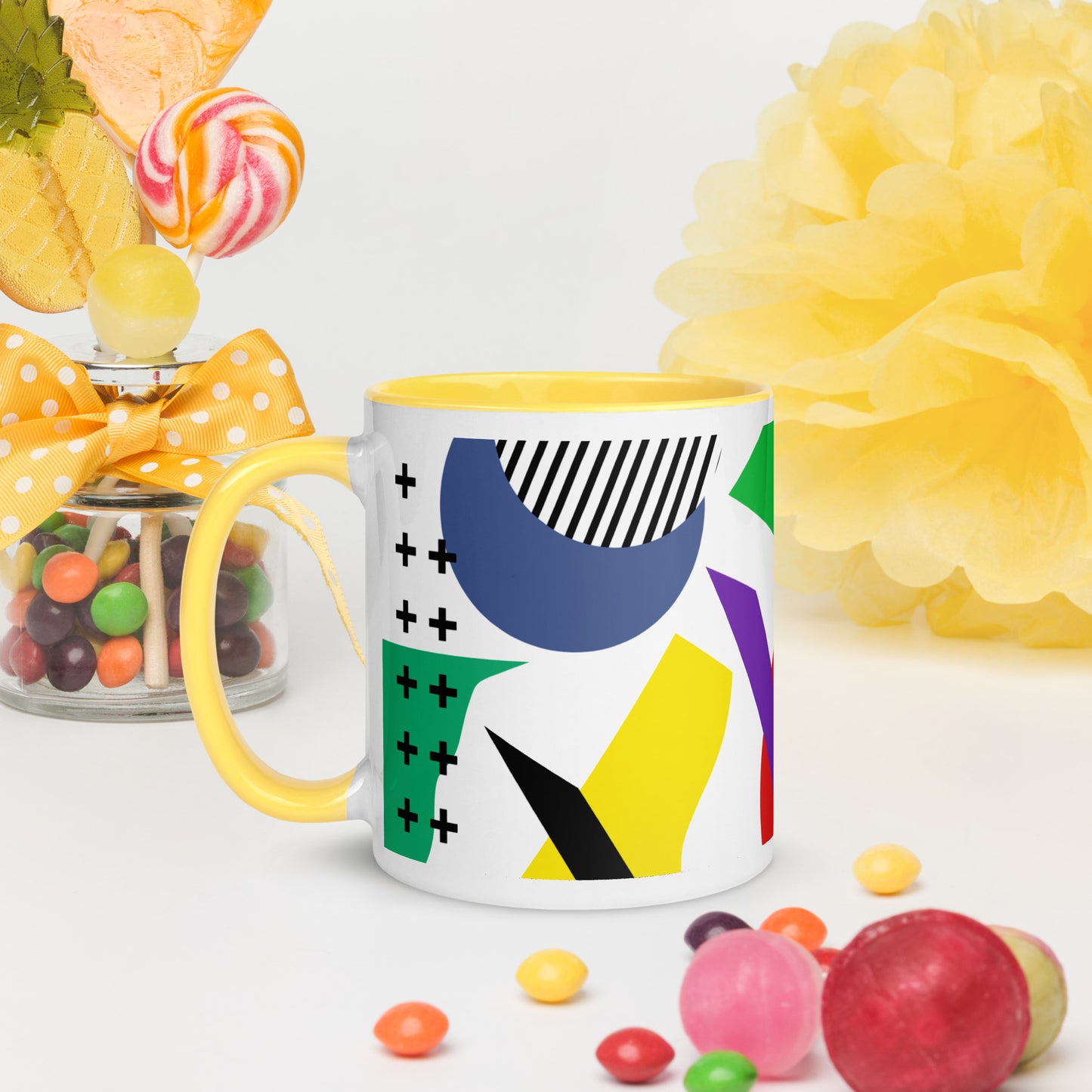 ABSTRACT SHAPES Mug with Color Inside - ASHRILEYPRINTS