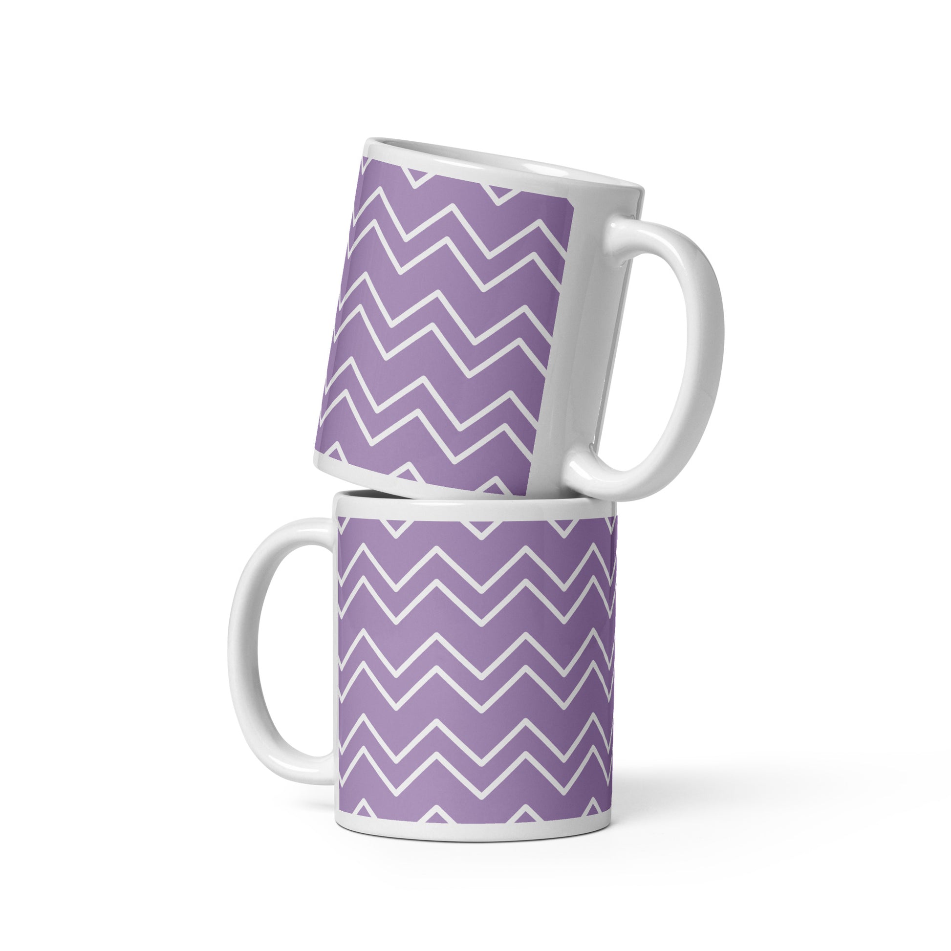 GEOMETRIC Lines Purple White glossy mug - ASHRILEYPRINTS