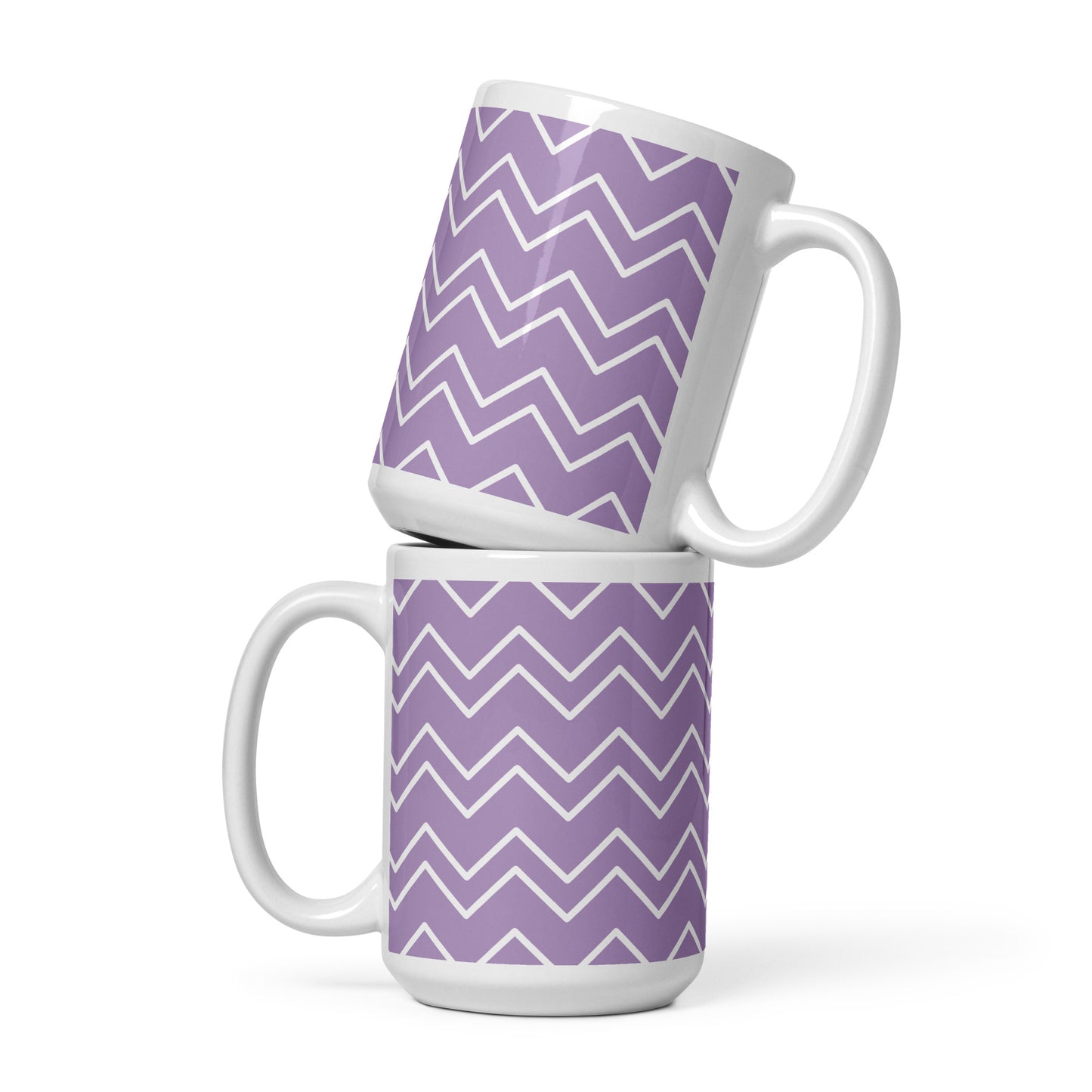 GEOMETRIC Lines Purple White glossy mug - ASHRILEYPRINTS