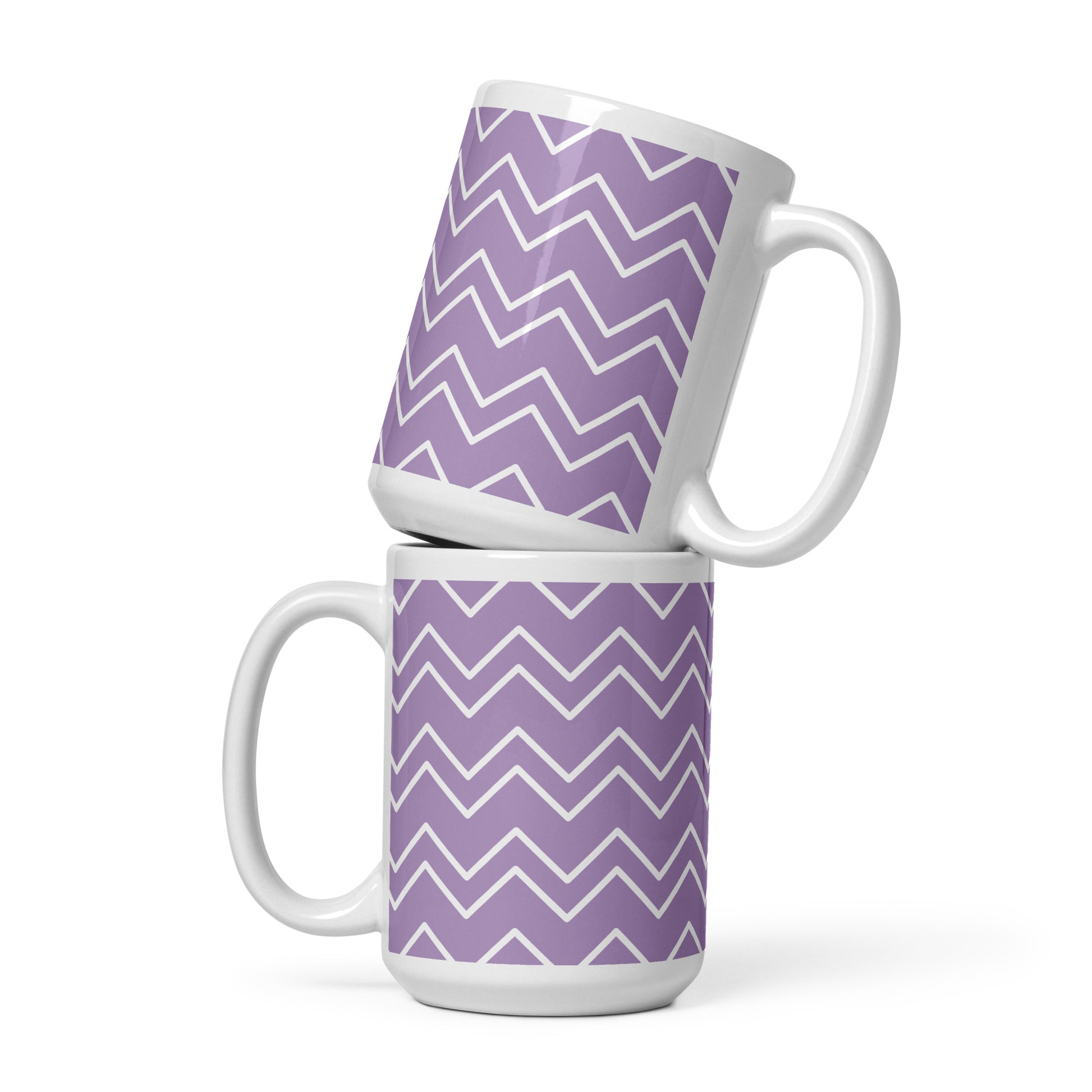GEOMETRIC Lines Purple White glossy mug - ASHRILEYPRINTS