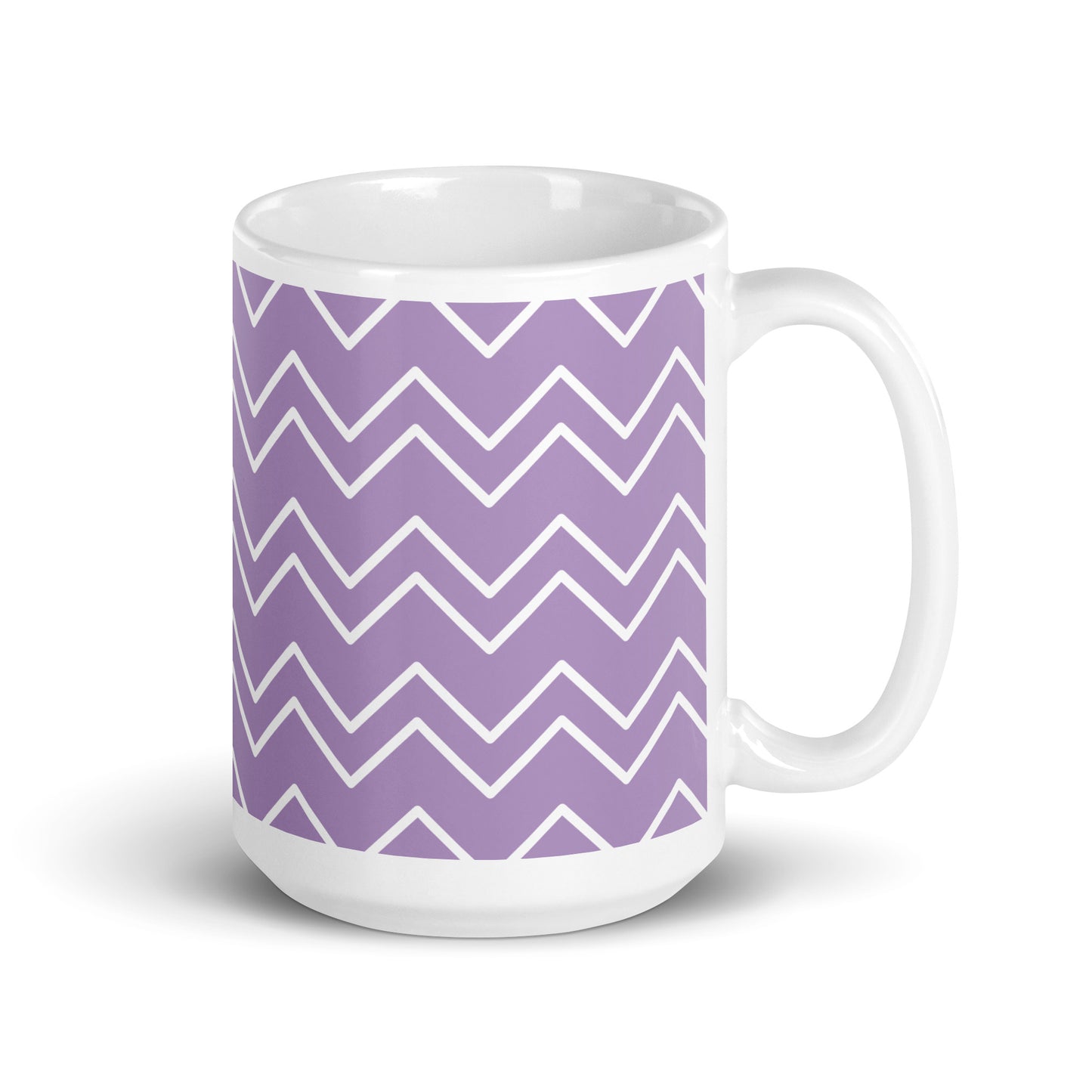 GEOMETRIC Lines Purple White glossy mug - ASHRILEYPRINTS