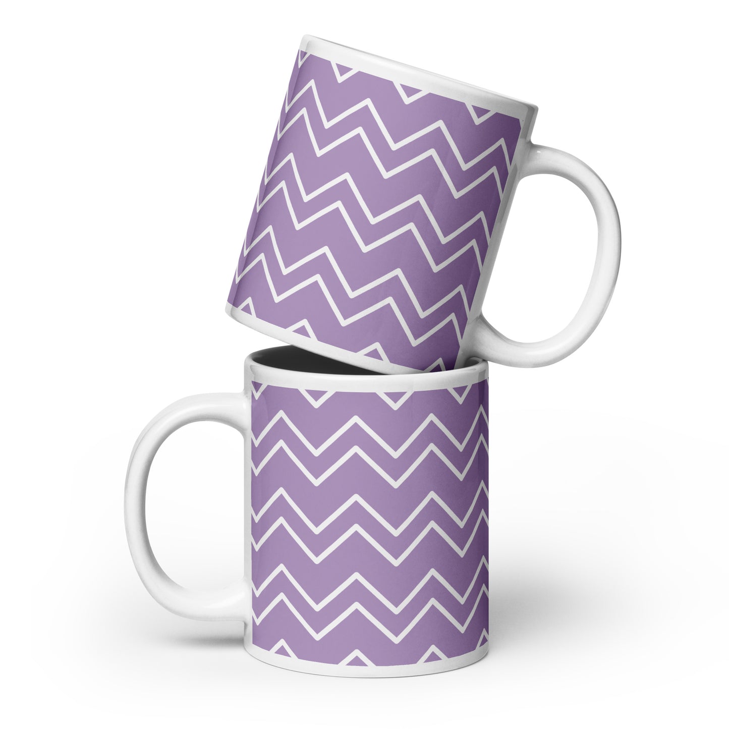 GEOMETRIC Lines Purple White glossy mug - ASHRILEYPRINTS