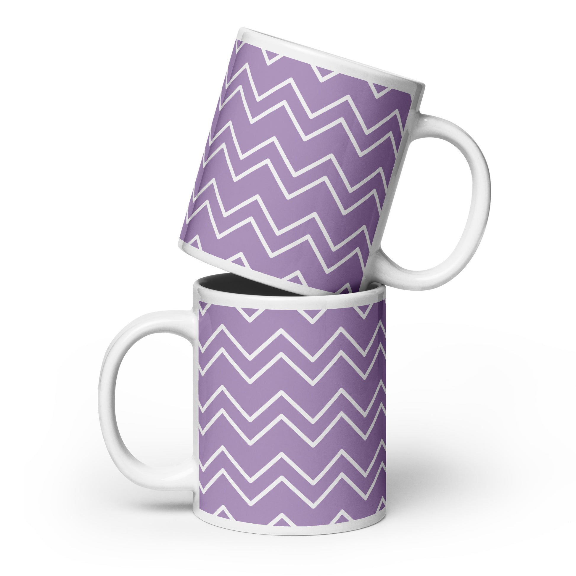 GEOMETRIC Lines Purple White glossy mug - ASHRILEYPRINTS