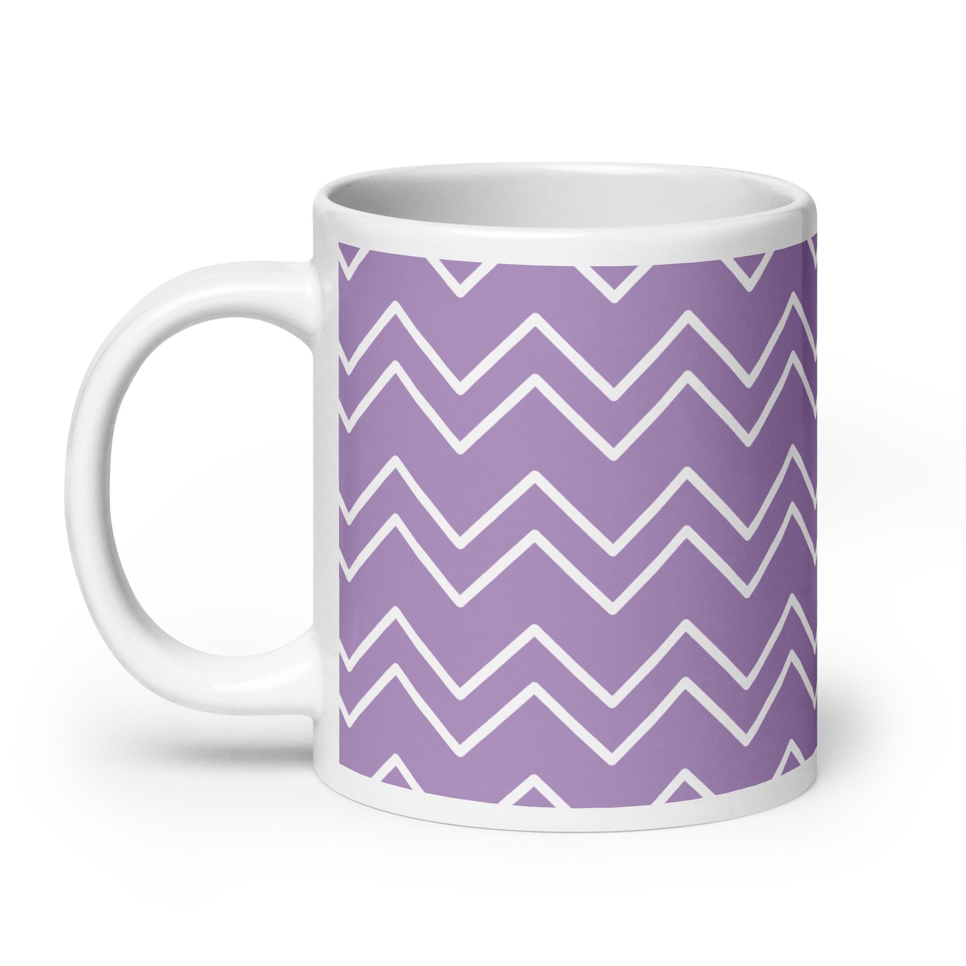 GEOMETRIC Lines Purple White glossy mug - ASHRILEYPRINTS