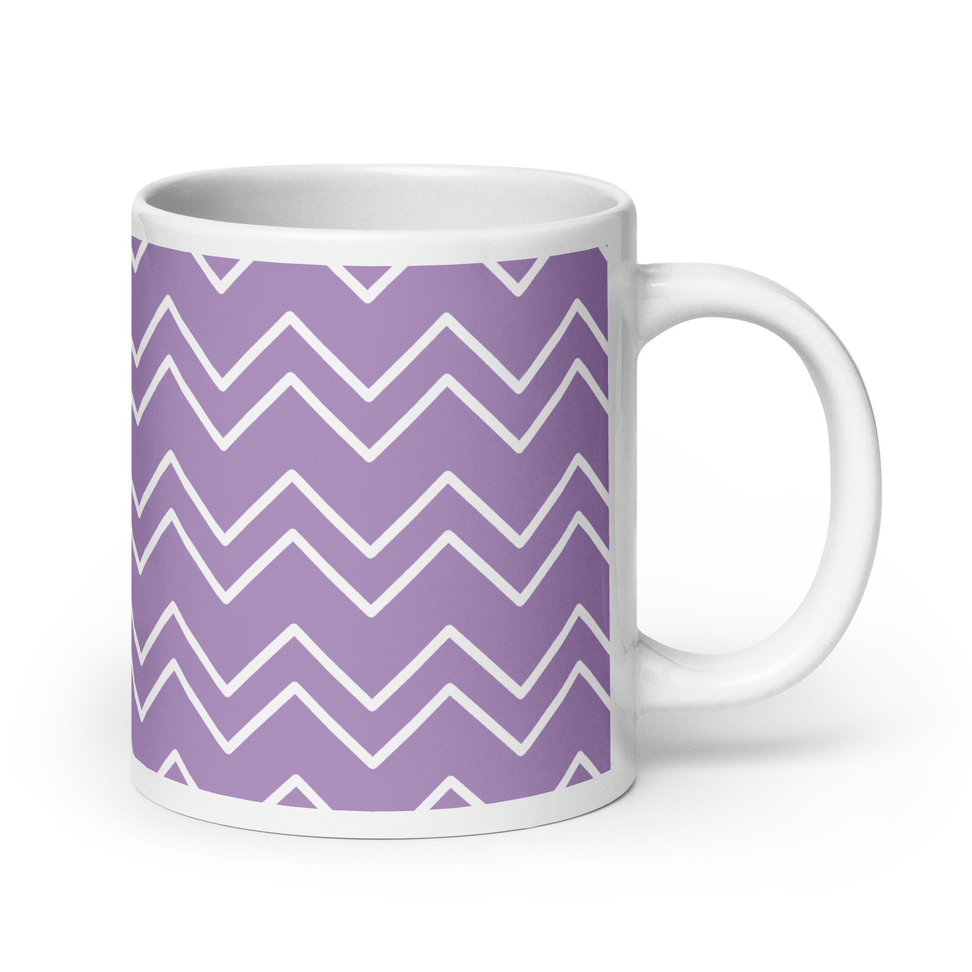 GEOMETRIC Lines Purple White glossy mug - ASHRILEYPRINTS
