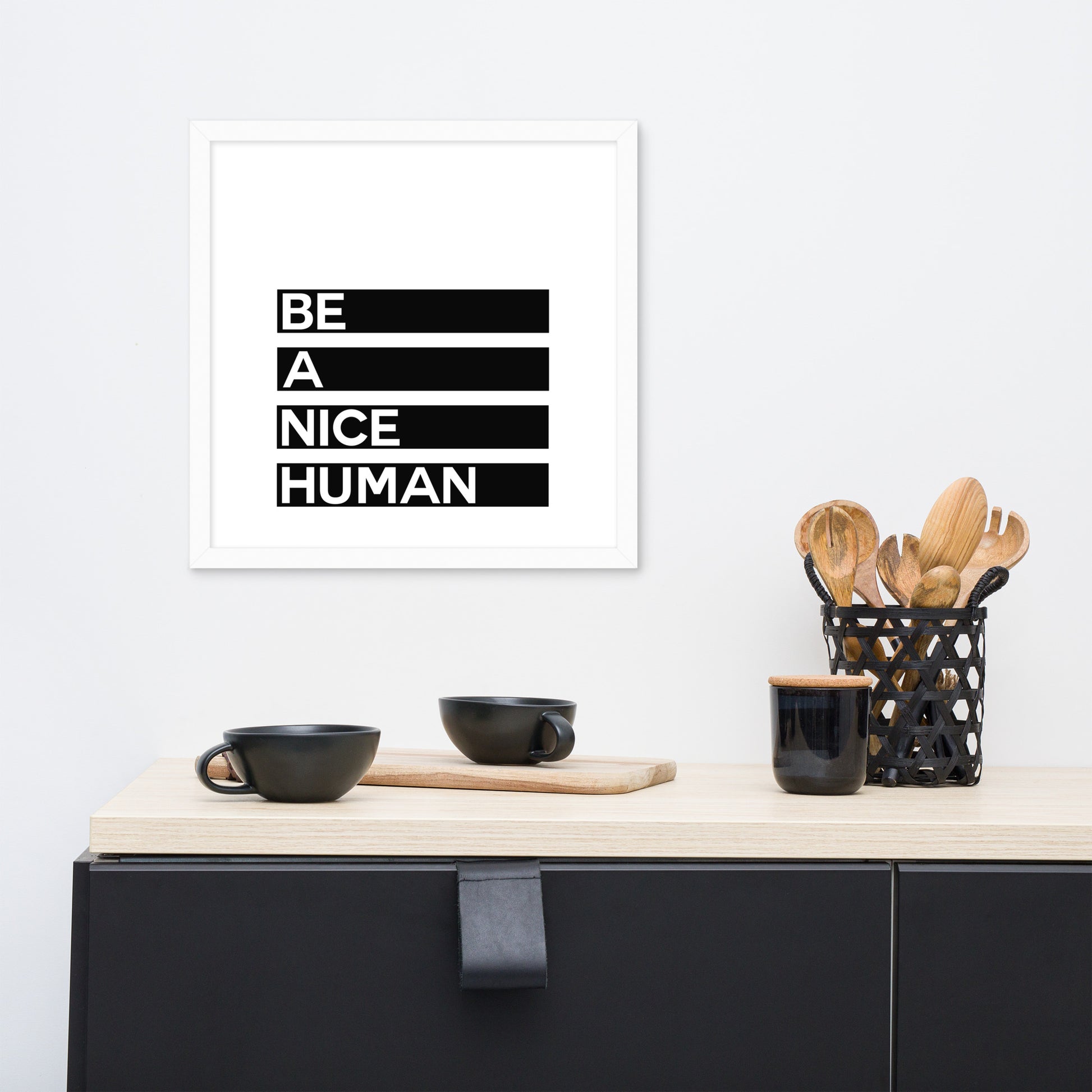 BE A NICE HUMAN Framed poster - ASHRILEYPRINTS